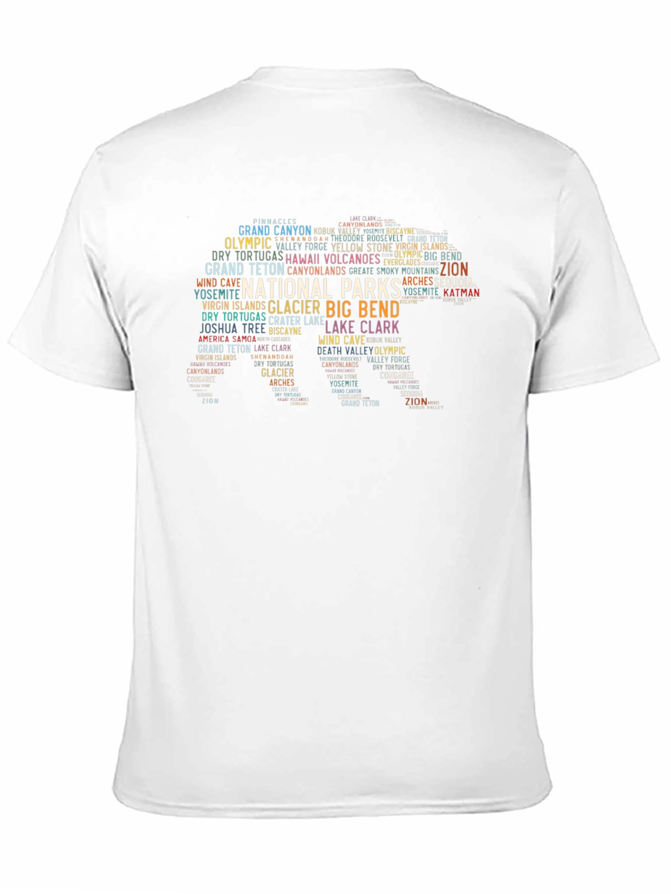 Black National Parks Word Art Graphic T-Shirt view 11