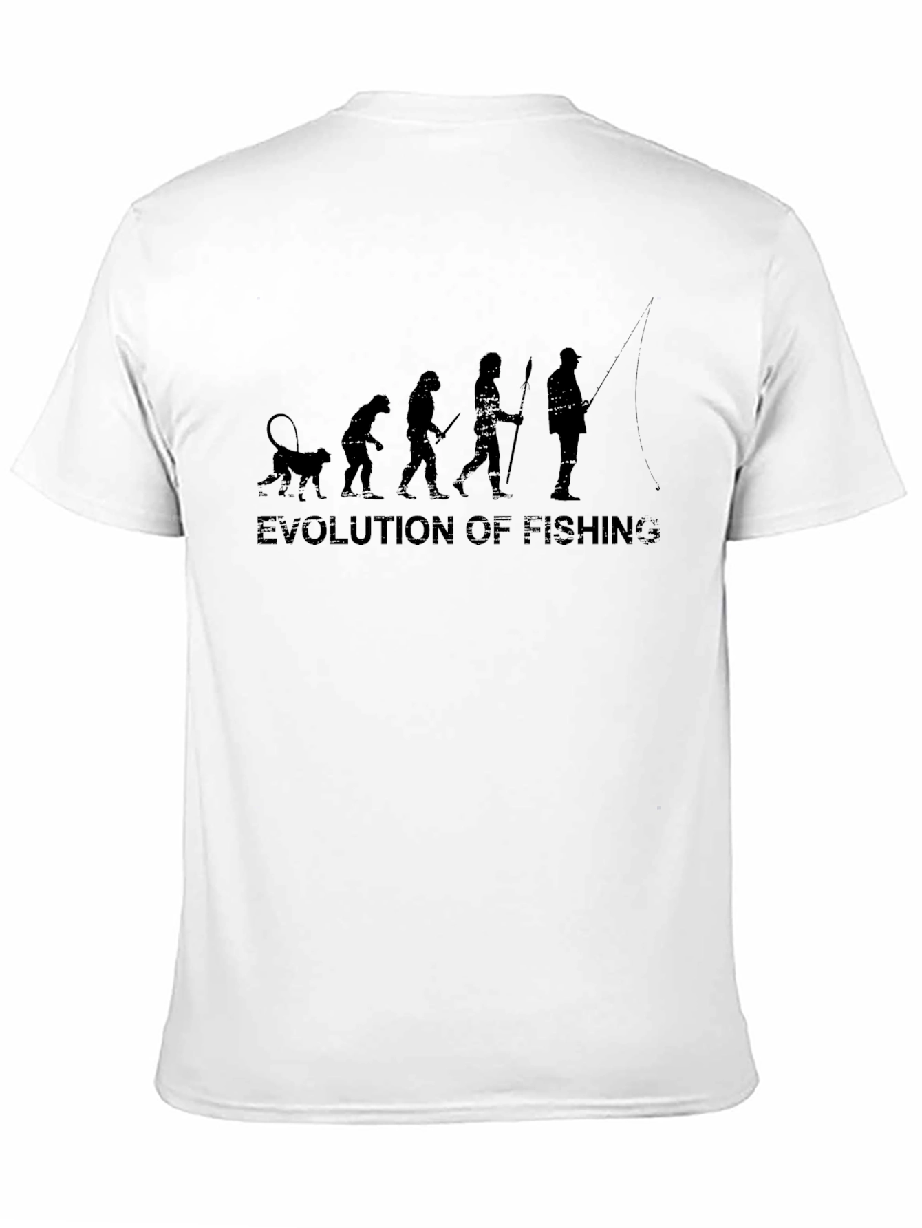 Black Evolution of Fishing Black Graphic T-Shirt view 11