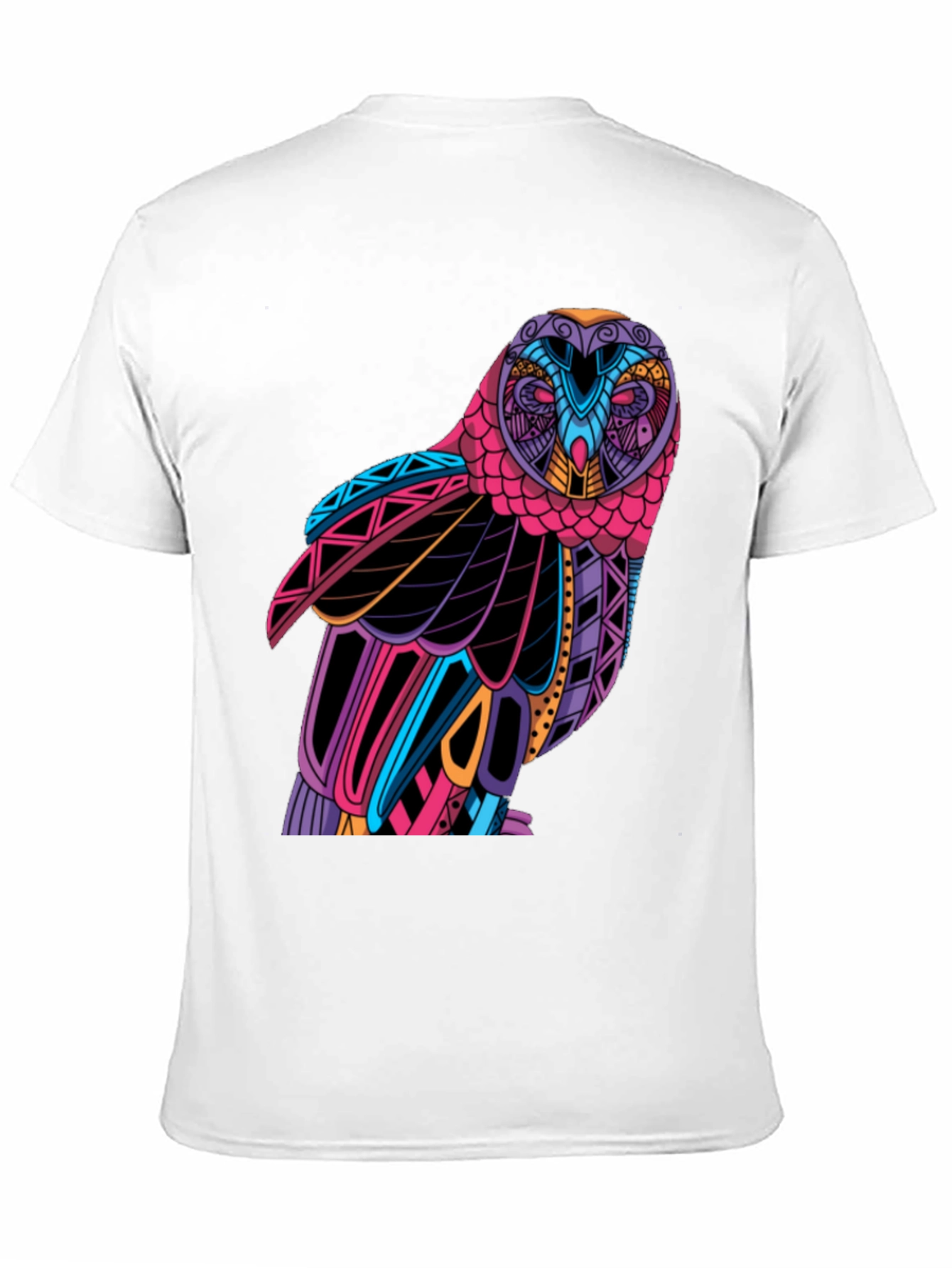 Black Colorful Owl Graphic T-Shirt - Unique Design view 11
