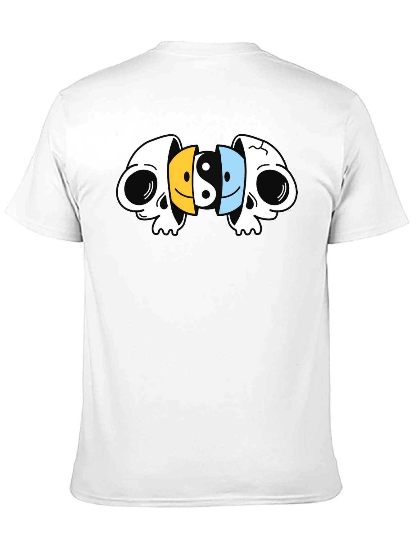 Black Yin Yang Skulls Graphic Black T-Shirt view 11