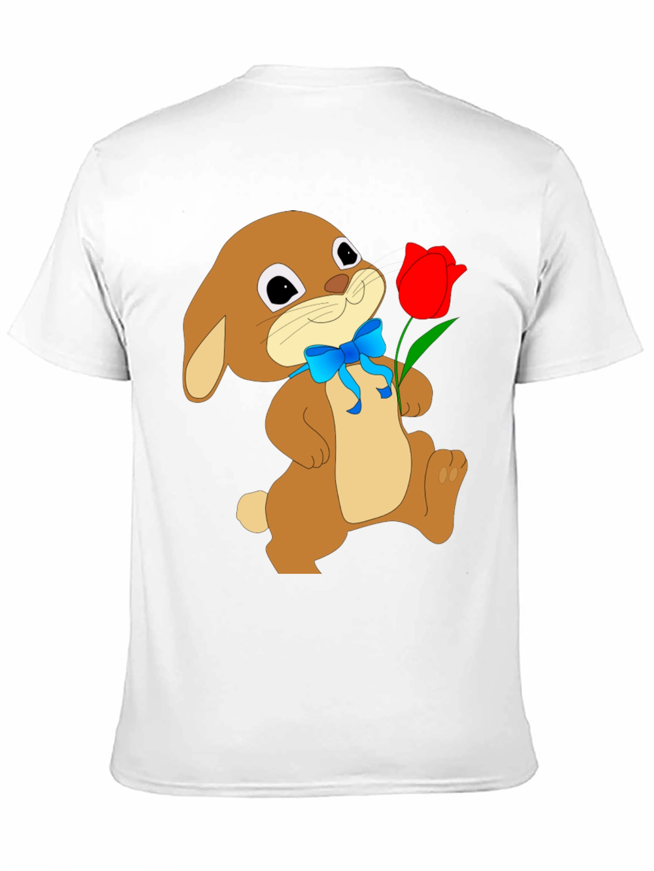 Black Bunny & Tulip Graphic Tee - Soft Black Cotton view 11