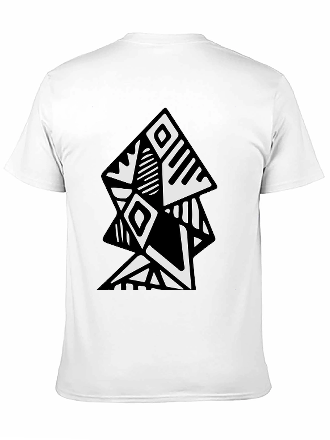 Black Geometric Tribal Art Black T-Shirt view 11