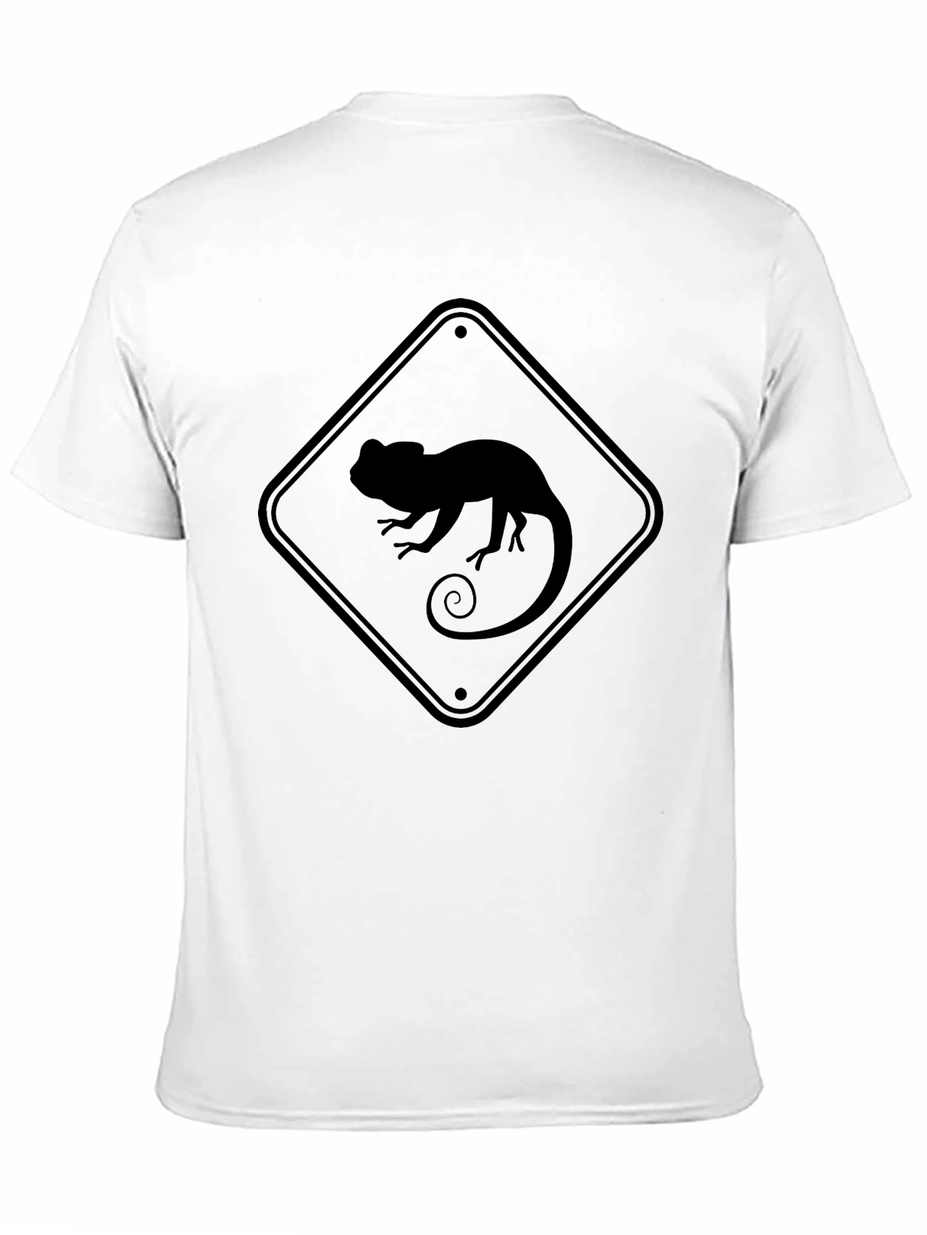 Black Chameleon Crossing Men's Black T-Shirt view 11