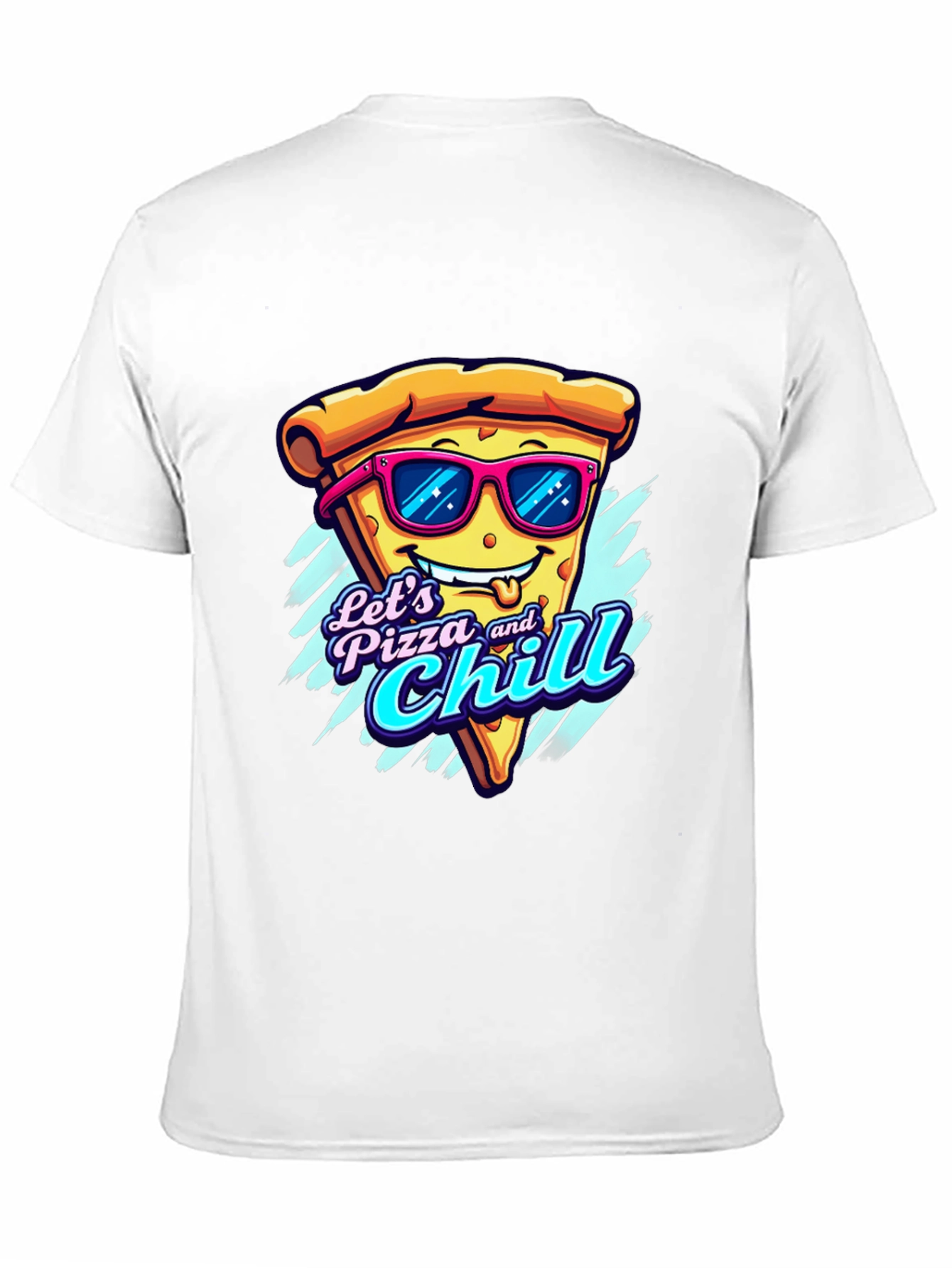 Black Let's Pizza and Chill Funny Graphic Tee view 11