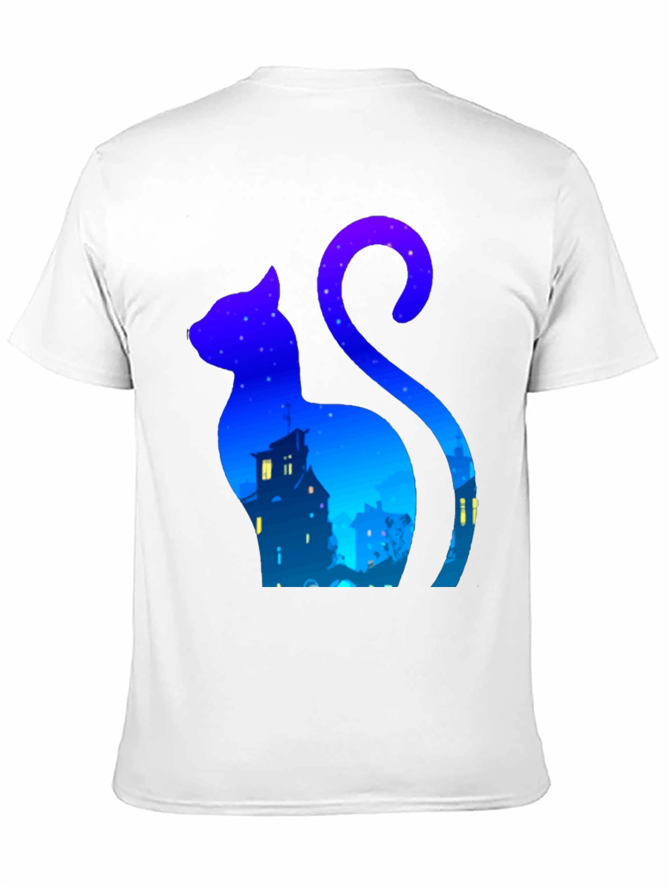 Black Cat Silhouette Night Sky T-Shirt - Urban Style view 11