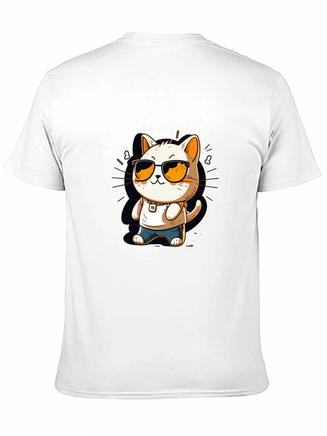 Black Cool Cat Cartoon Black Tee view 11