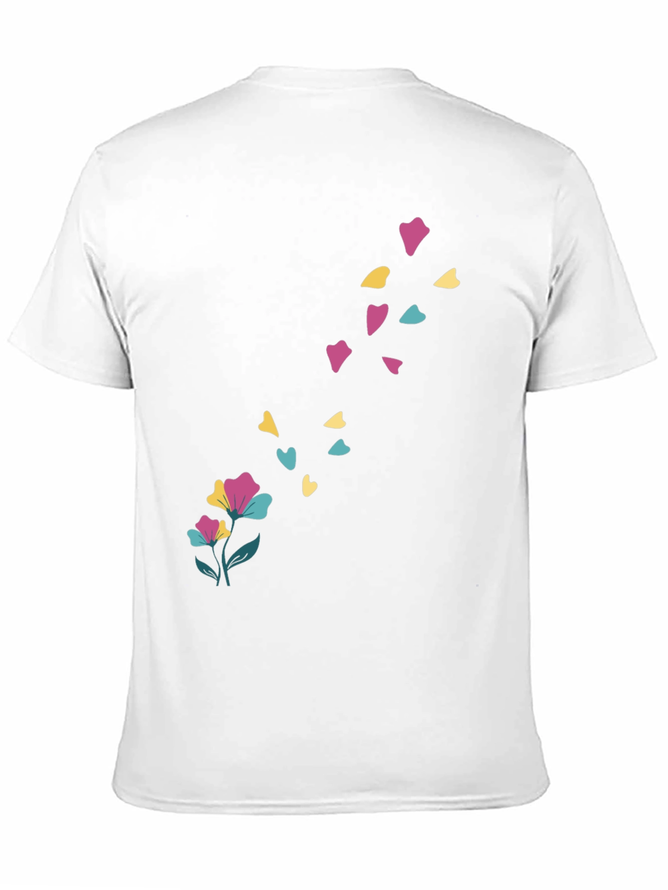 Black Floral Heart Petal Black T-Shirt view 11