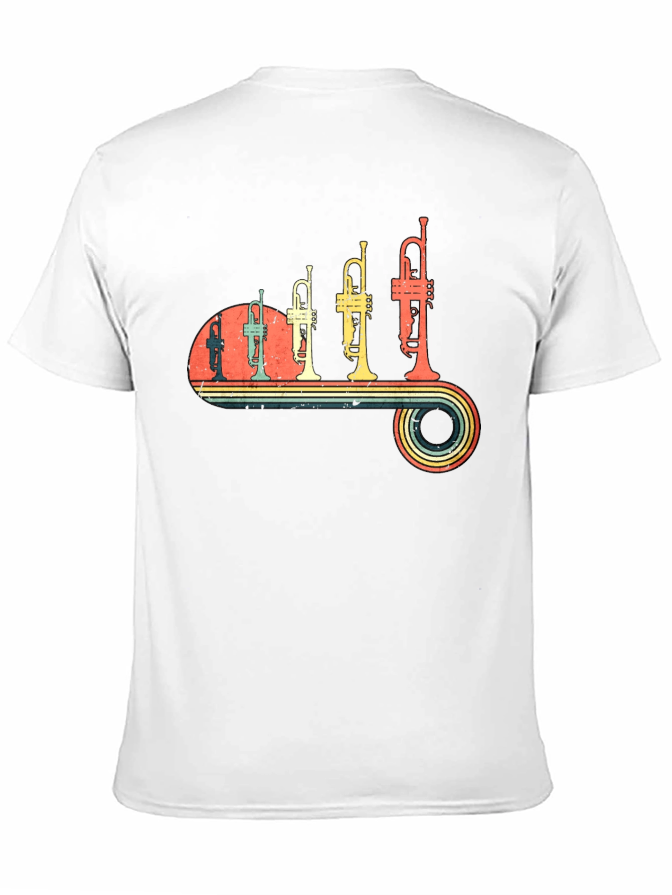 Black Retro Trumpet Music T-Shirt view 11