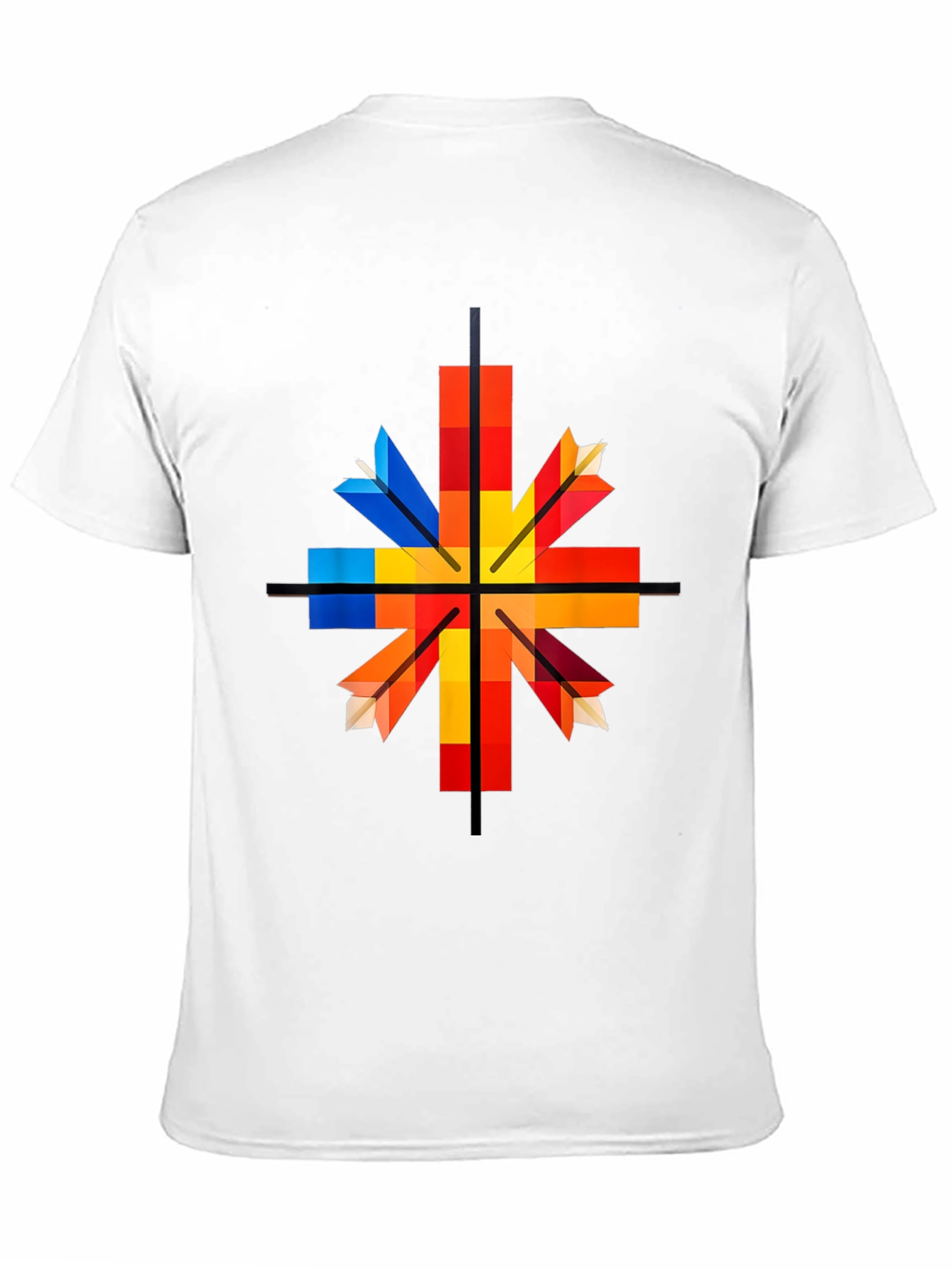 Black Geometric Arrow Graphic Tee - Colorful Square Design view 11