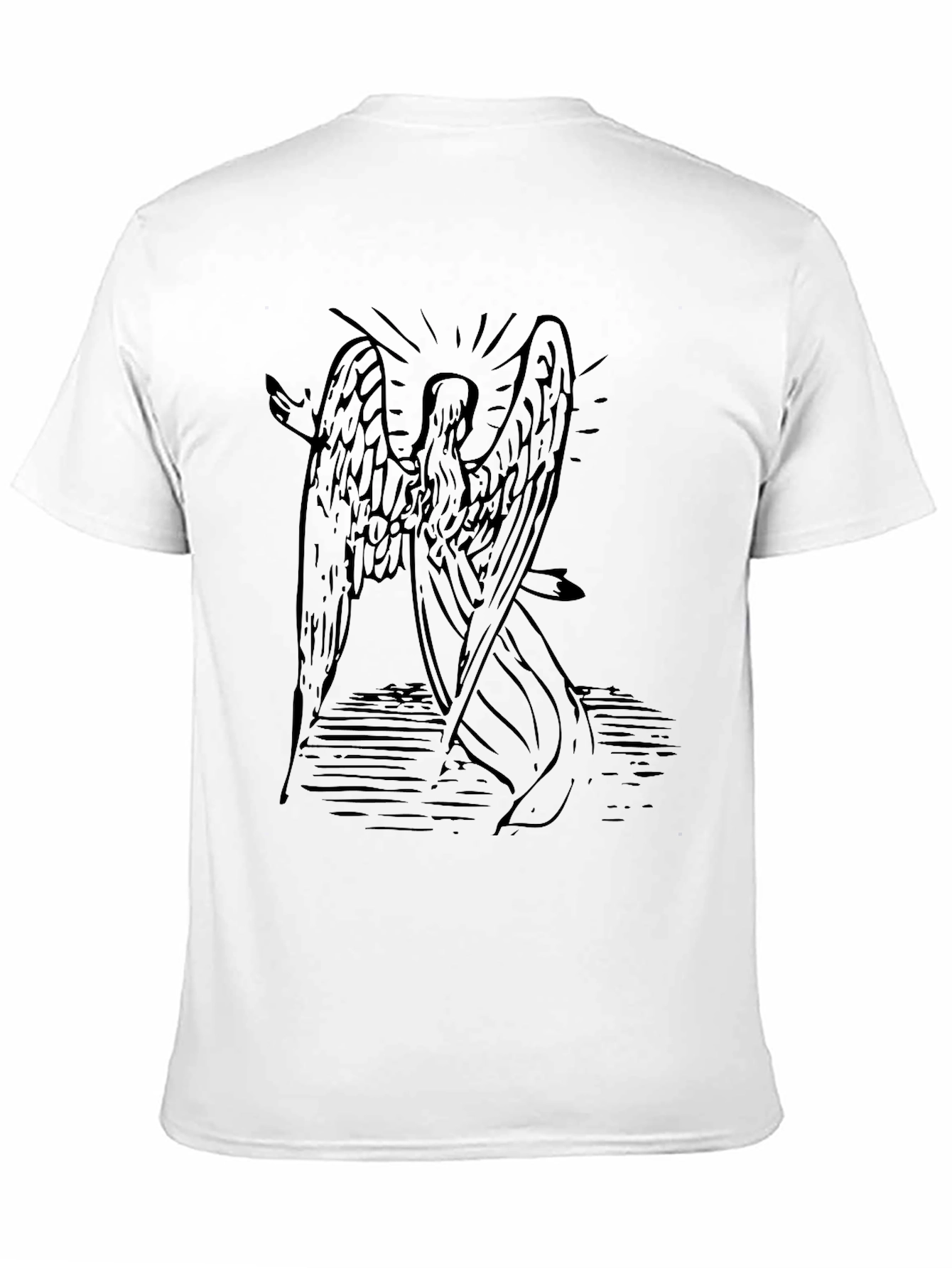 Black Angel Wings Graphic Print Black T-Shirt view 11