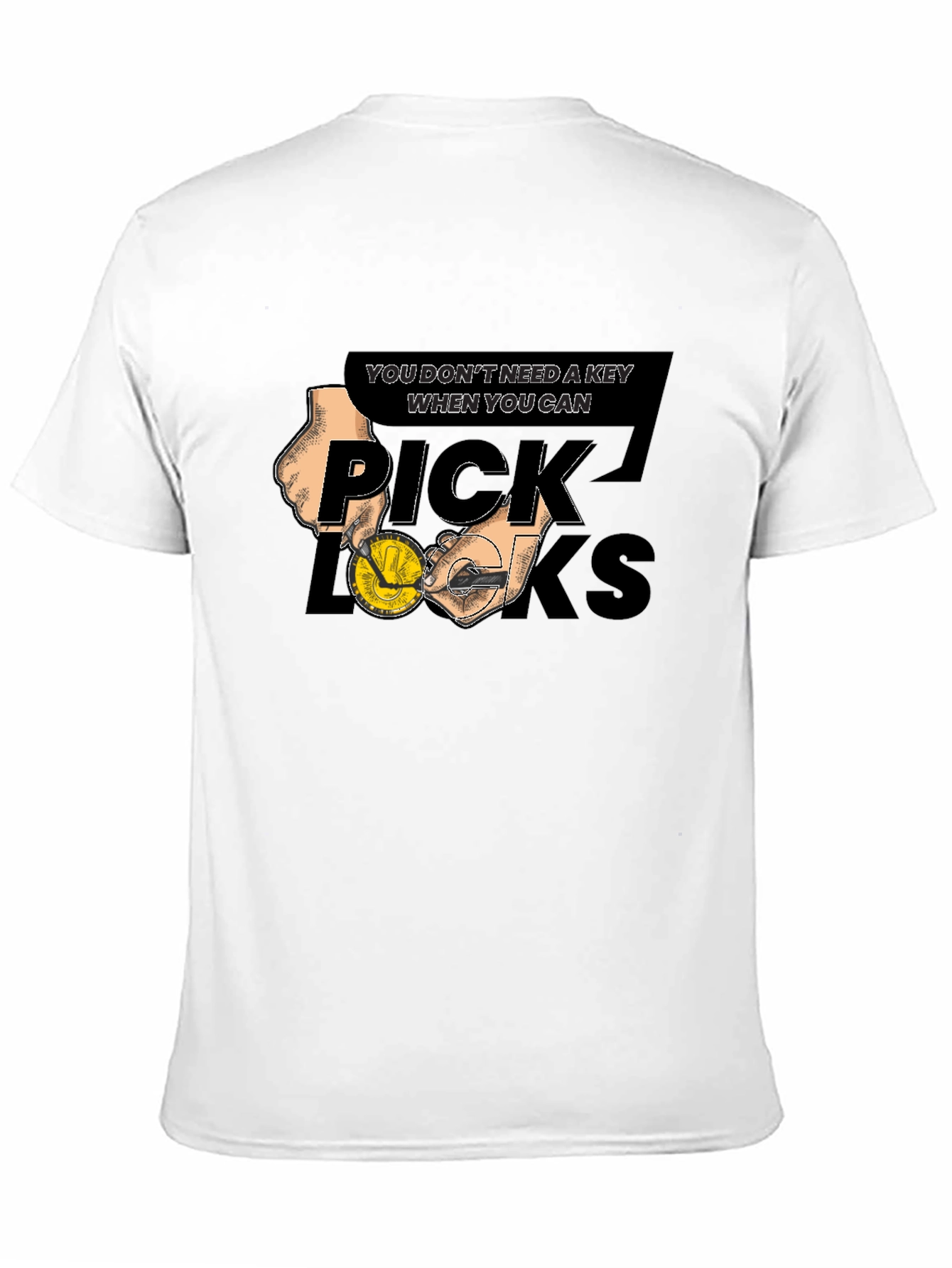 Black Pick Locks Graphic Tee - No Key Needed T-Shirt view 11