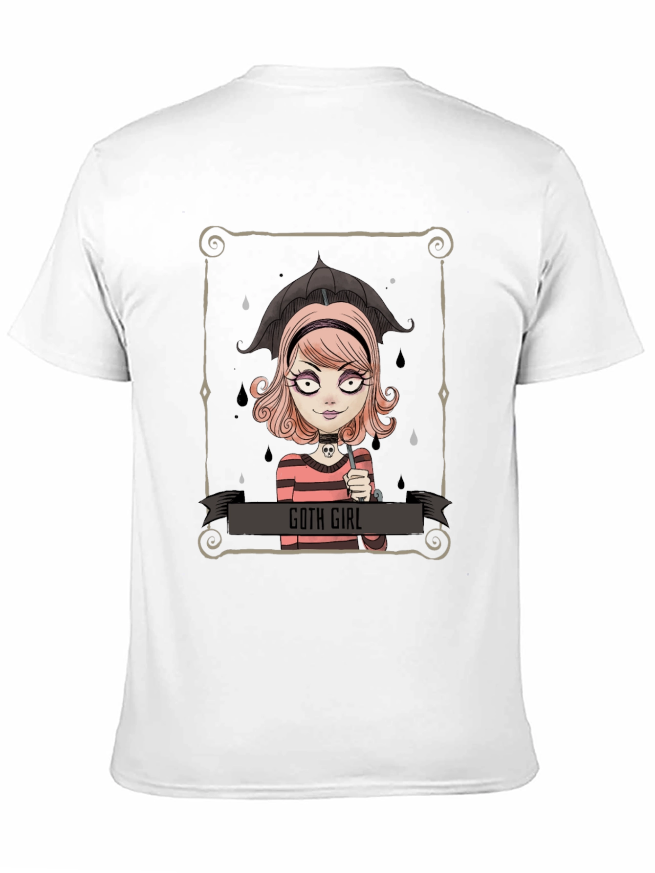 Black Goth Girl Tee - Cartoon Graphic T-Shirt view 11