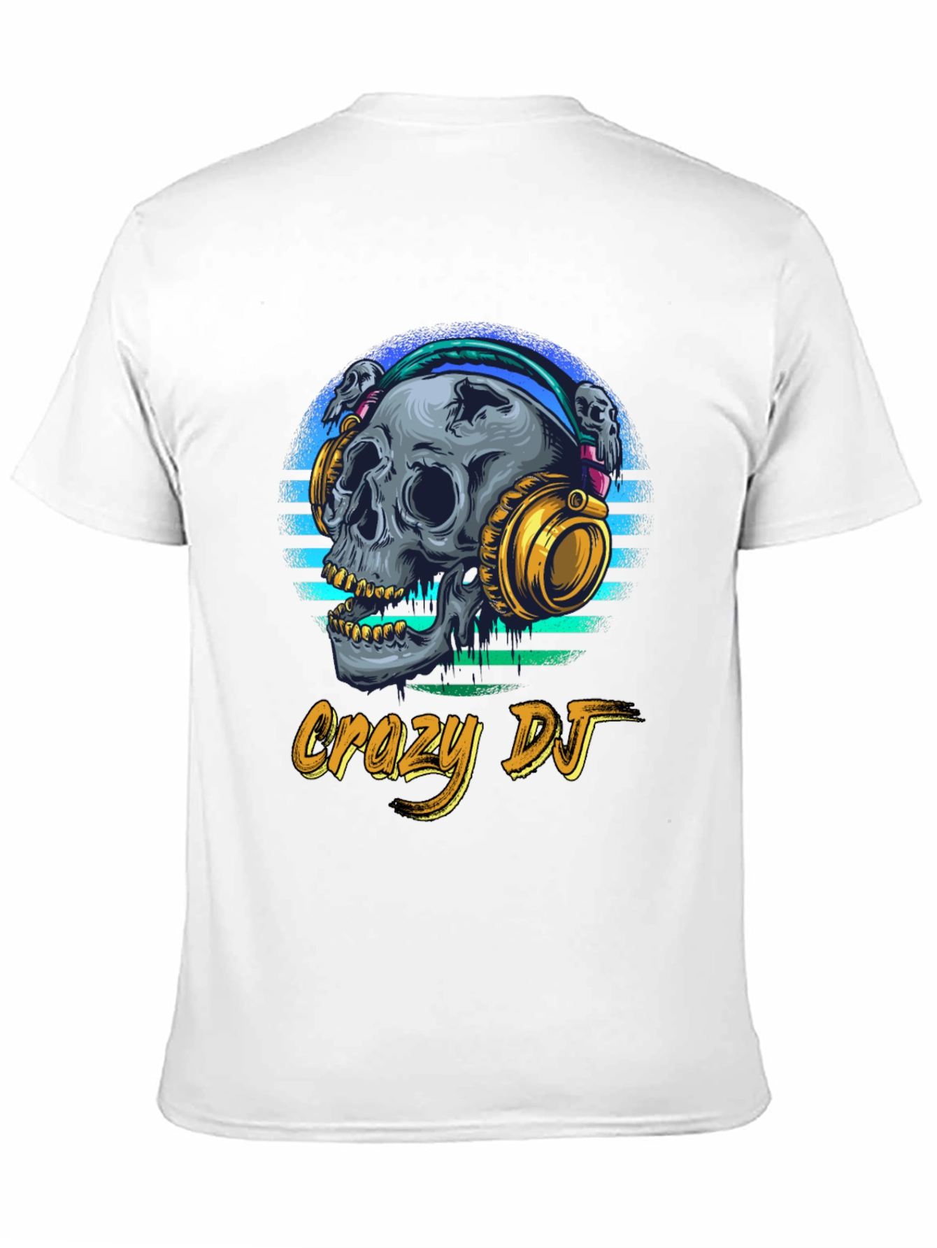 Crazy DJ Skull Graphic Tee - Men's Black T-Shirt - 11