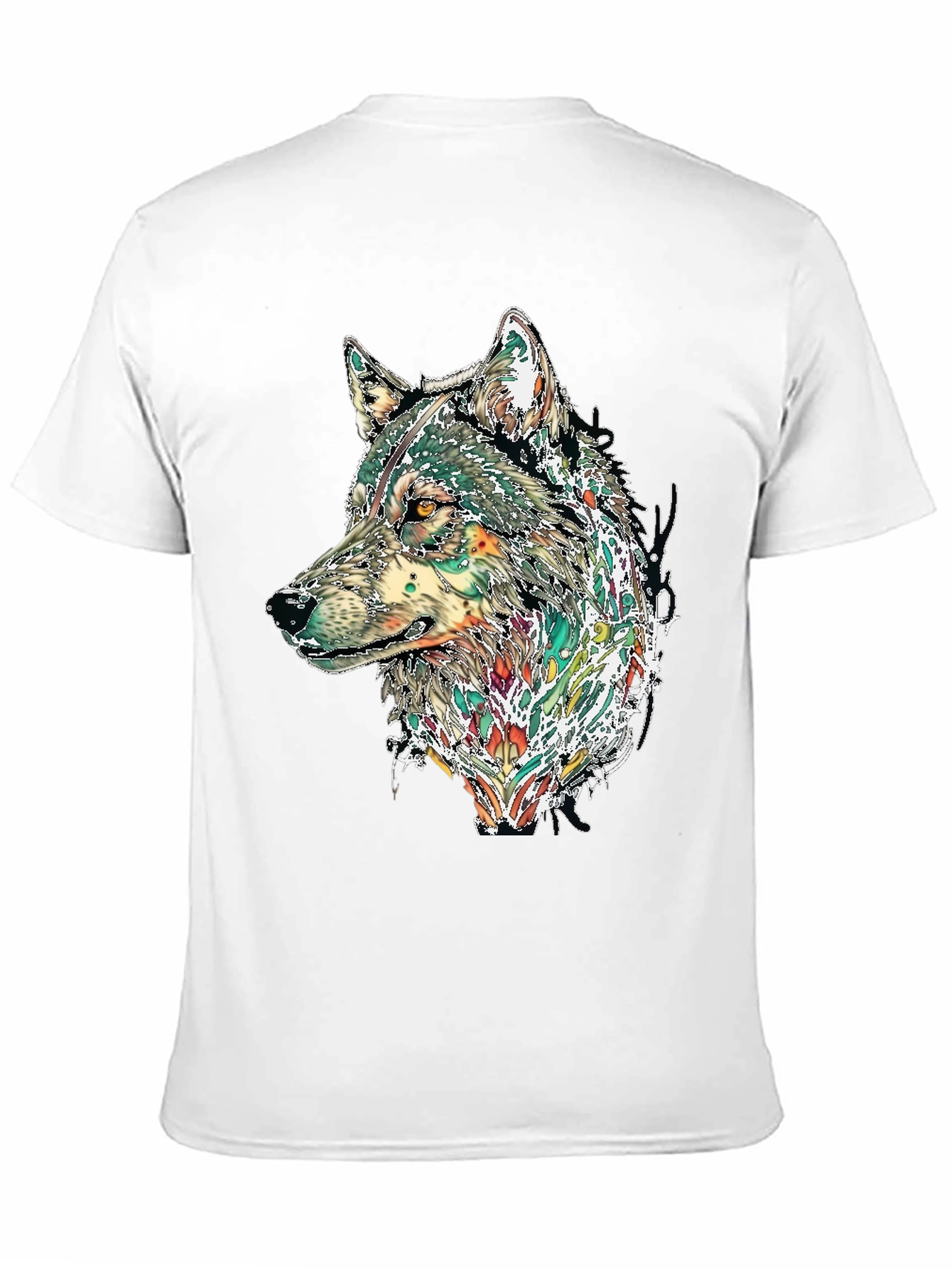 Black Wolf Graphic Print Black T-Shirt view 11