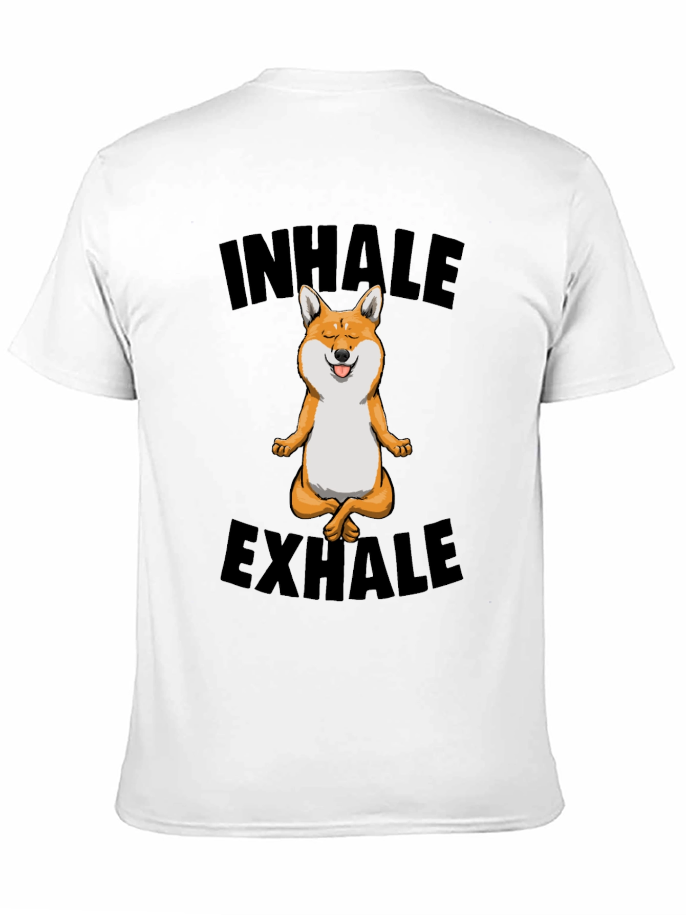 Black Yoga Dog T-Shirt - Inhale Exhale Meditation Tee view 11