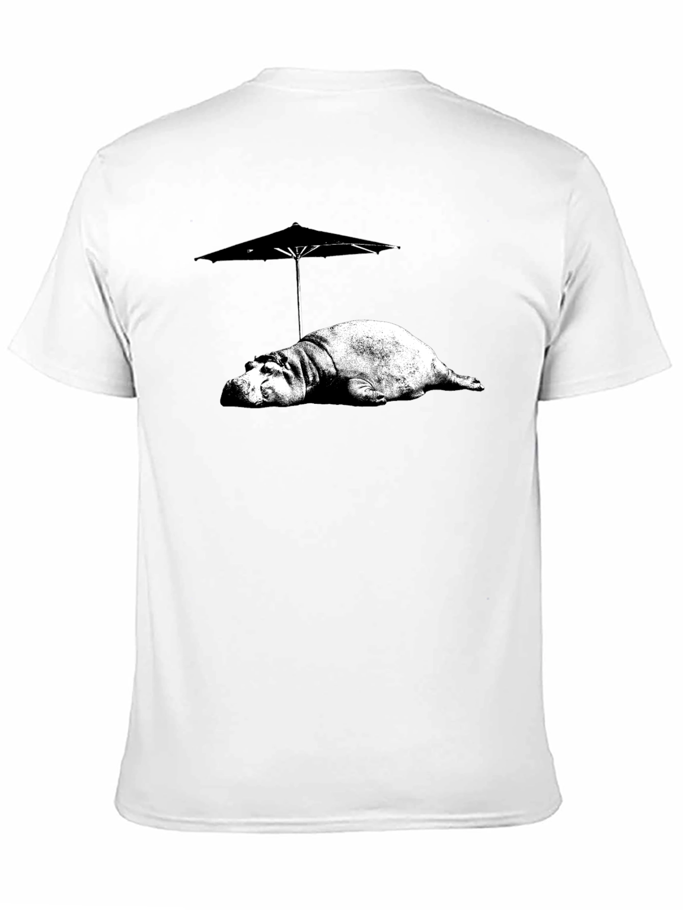 Black Hippo Under Umbrella Graphic Tee - Relaxed Summer Style view 11