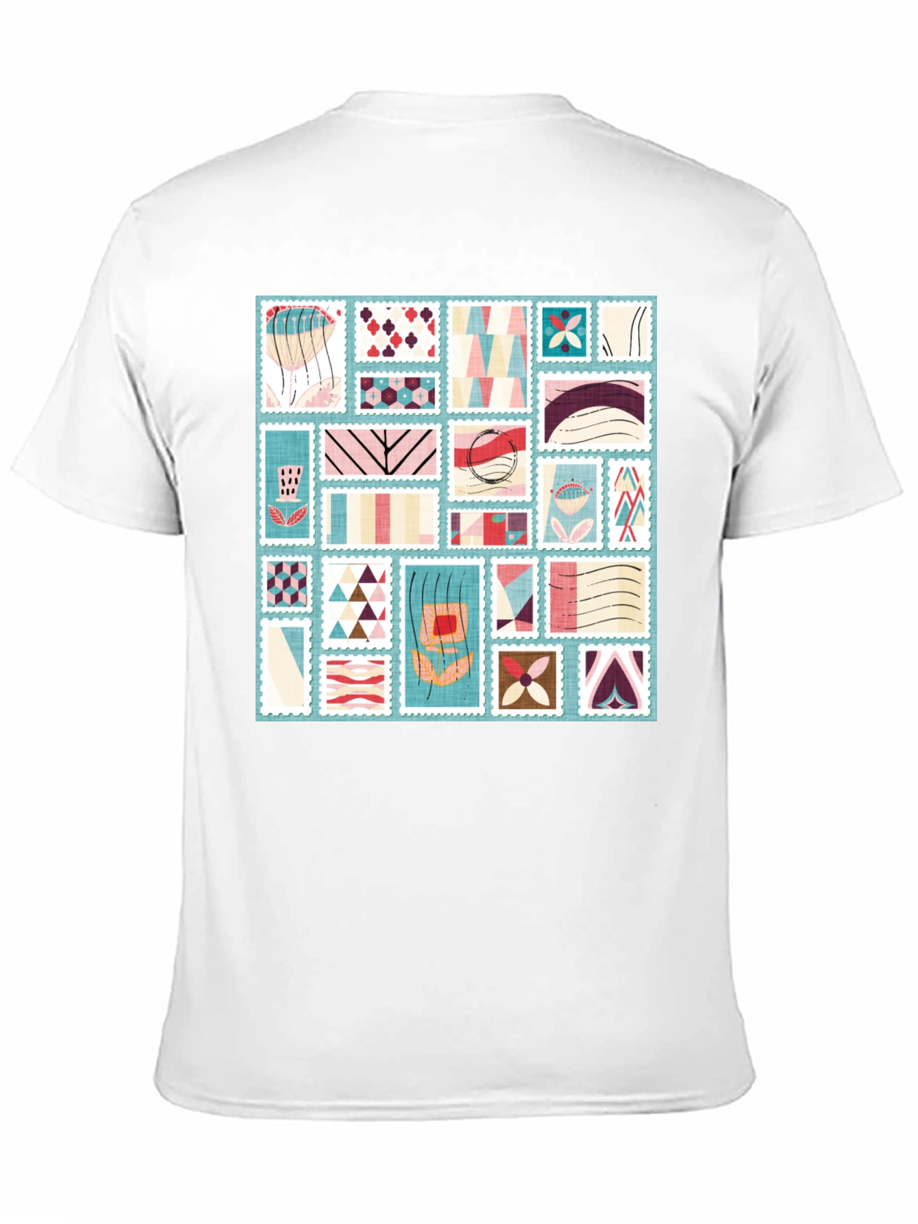 Black Abstract Stamp Print Tee - Modern Graphic T-Shirt view 11