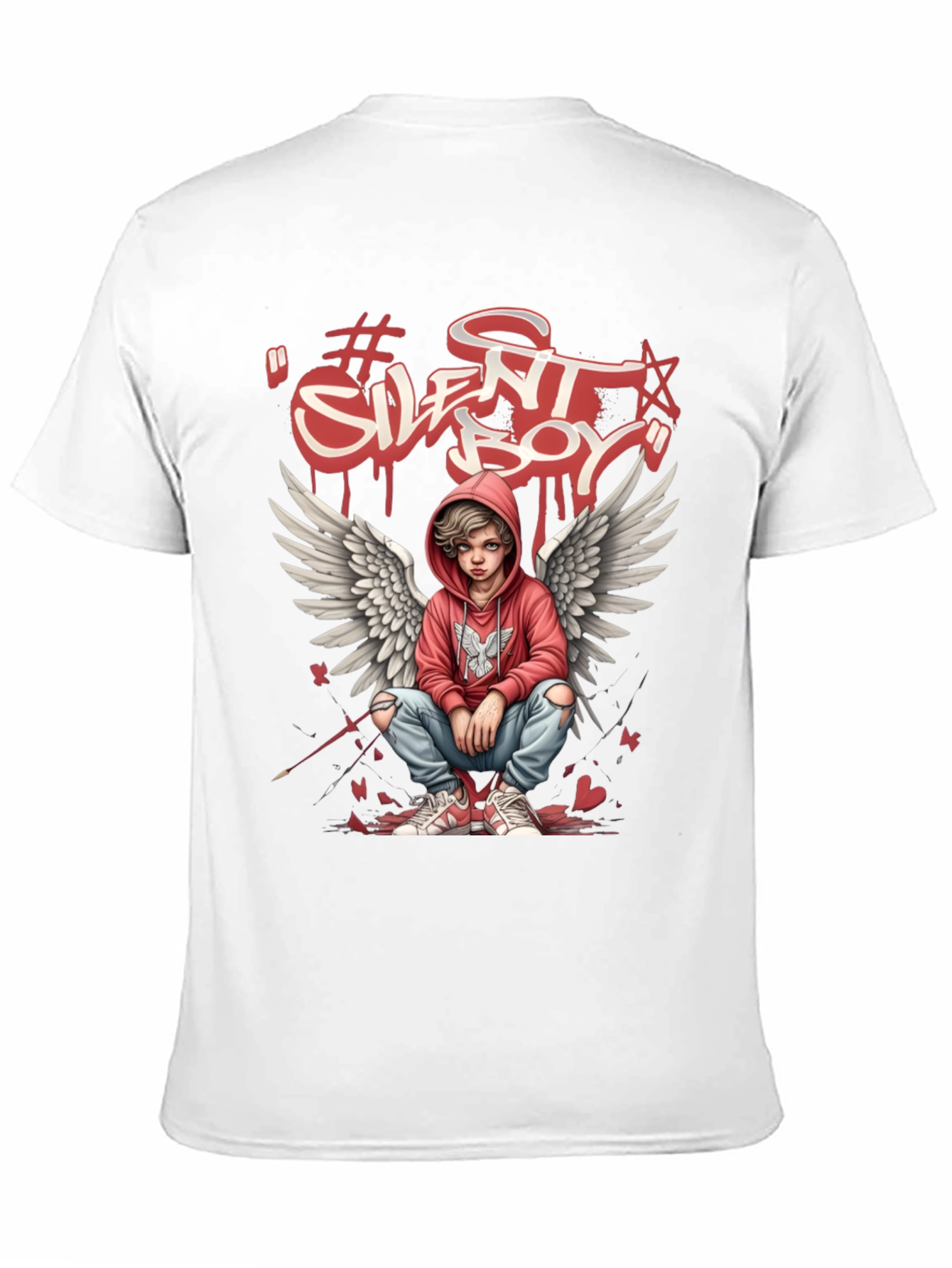 Black Silent Boy Graphic Tee - Black Cotton T-Shirt view 11