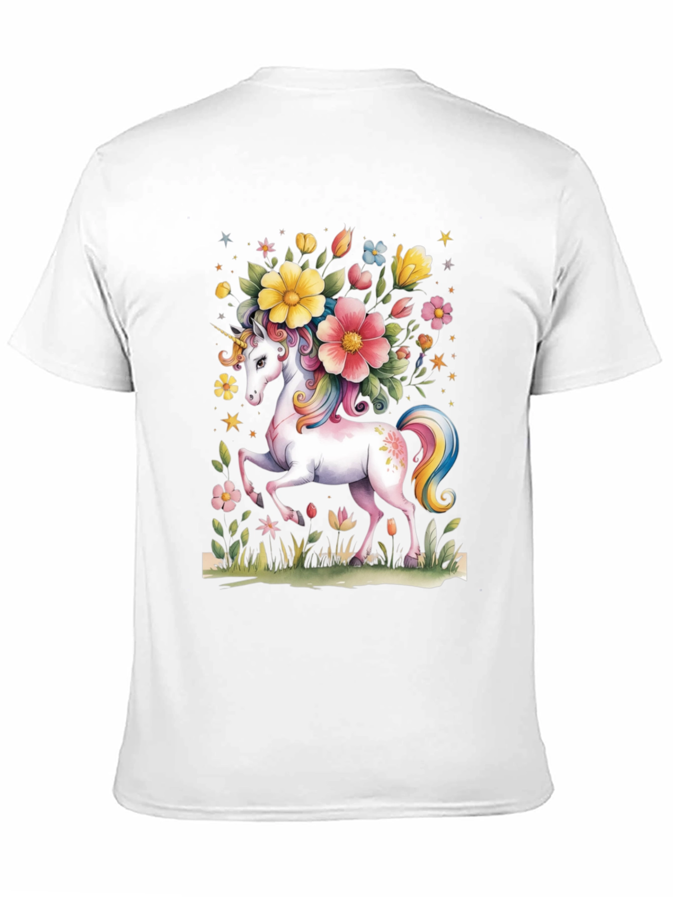 Black Unicorn Floral Graphic Tee - Black Cotton T-Shirt view 11