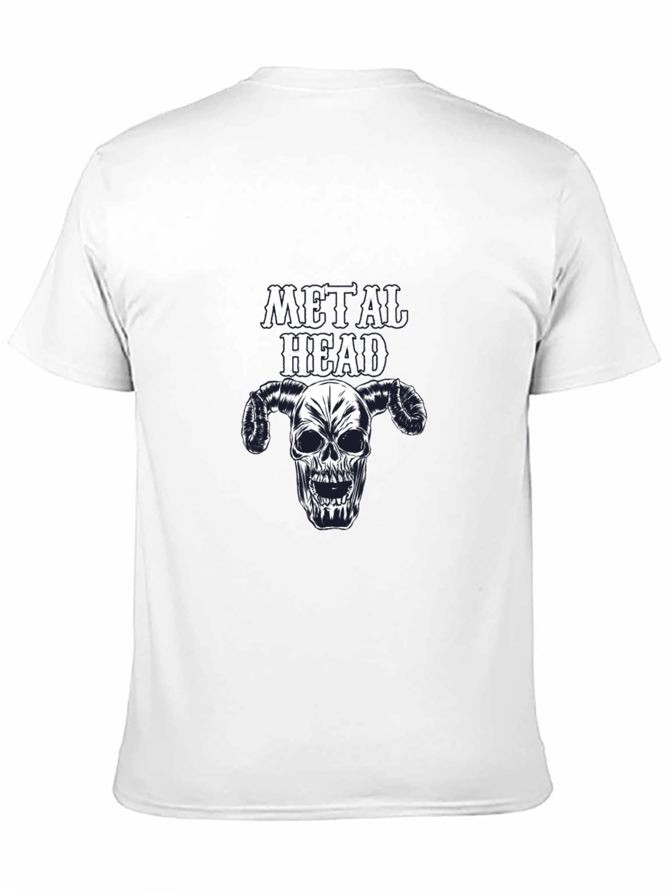 Metal Head Graphic Tee - Skull Horns Black T-Shirt - 11