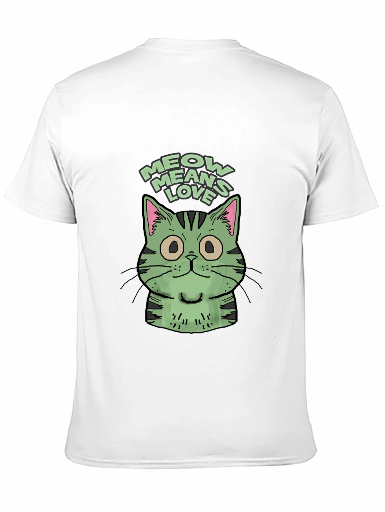 Black Meow Means Love Cat Graphic Tee - Unisex Black T-Shirt view 11