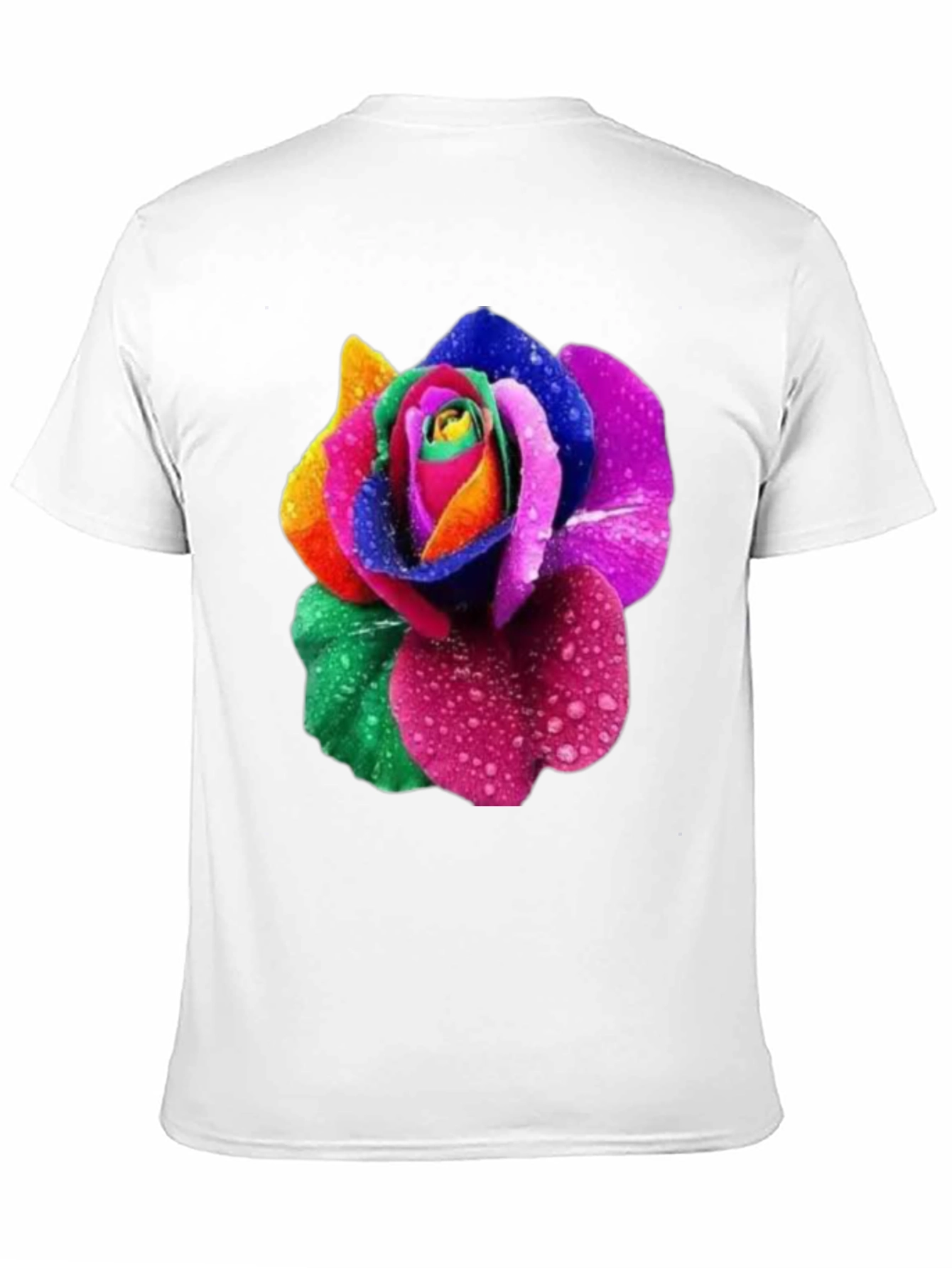 Rainbow Rose Graphic Tee - Men's Black T-Shirt - 11
