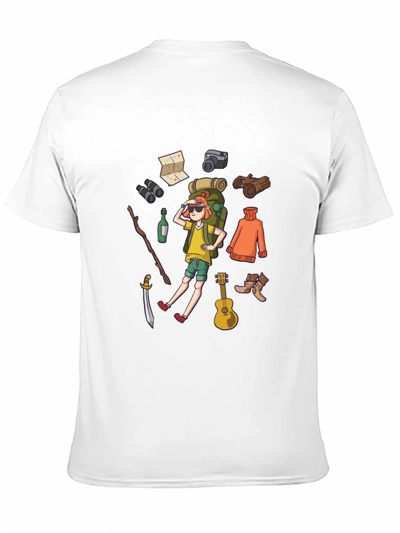 Black Cartoon Hiker Black T-Shirt view 11
