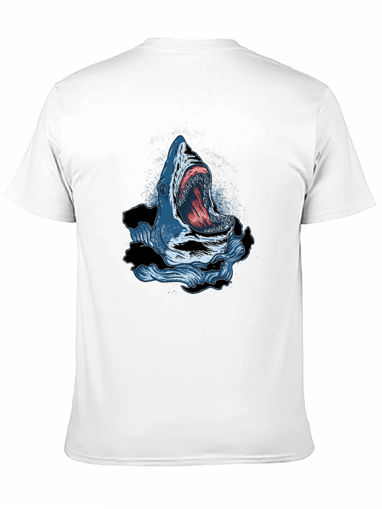 Black Shark Attack Graphic Print Crew Neck T-Shirt view 11