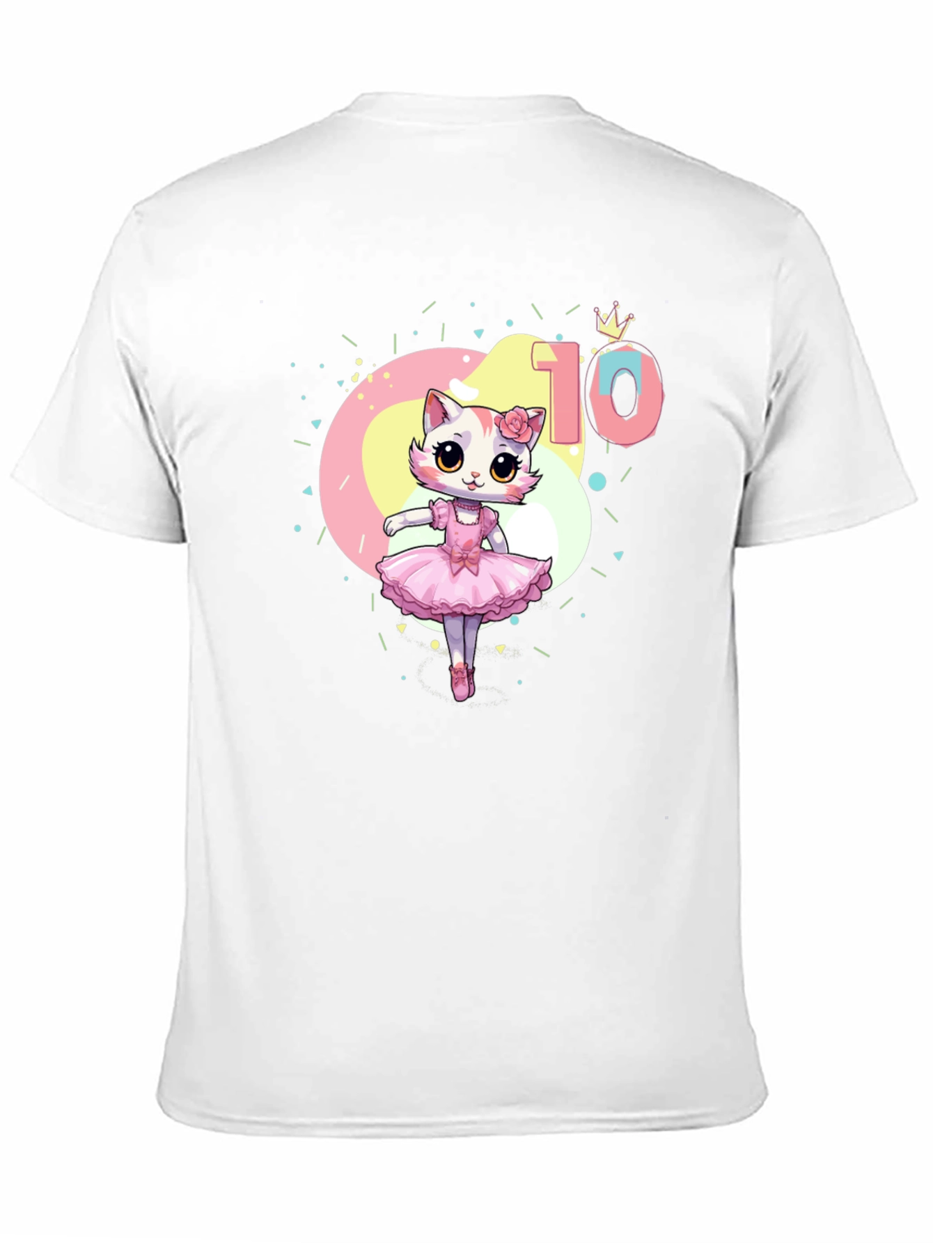 Black Cute Cat Ballerina 10th Birthday T-Shirt view 11