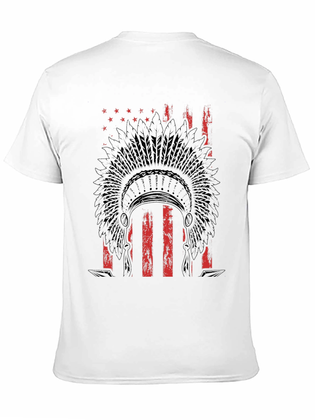 Black American Flag Indian Headdress Graphic T-Shirt view 11