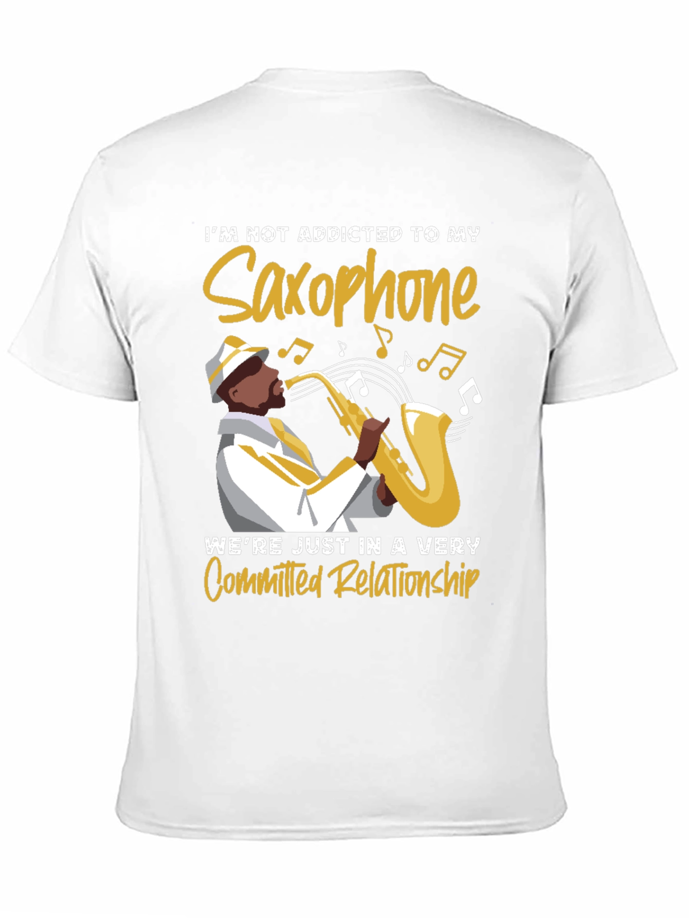Black Saxophone Lover T-Shirt: Committed Relationship Tee view 11