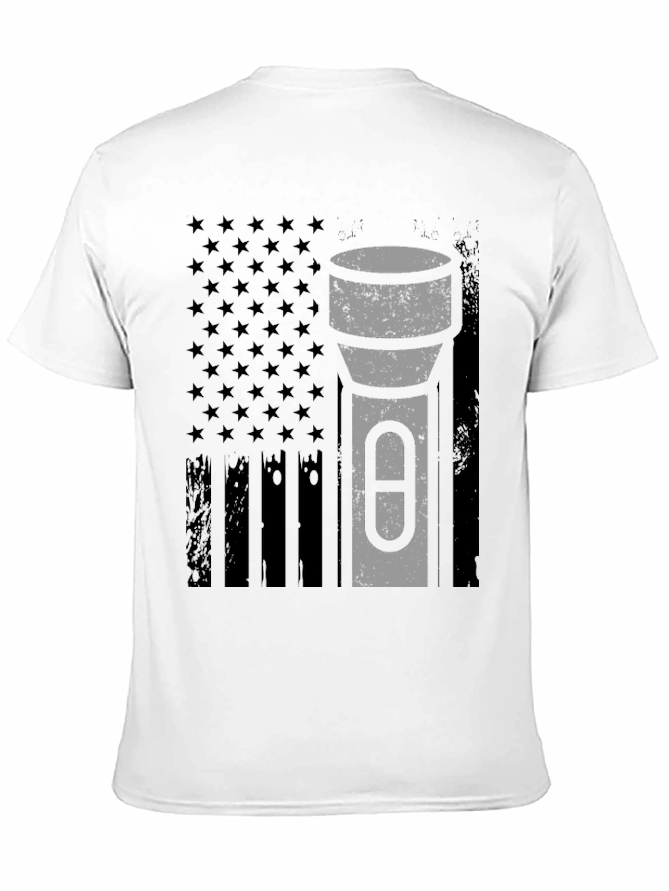 Black American Flag Tactical Flashlight T-Shirt view 11