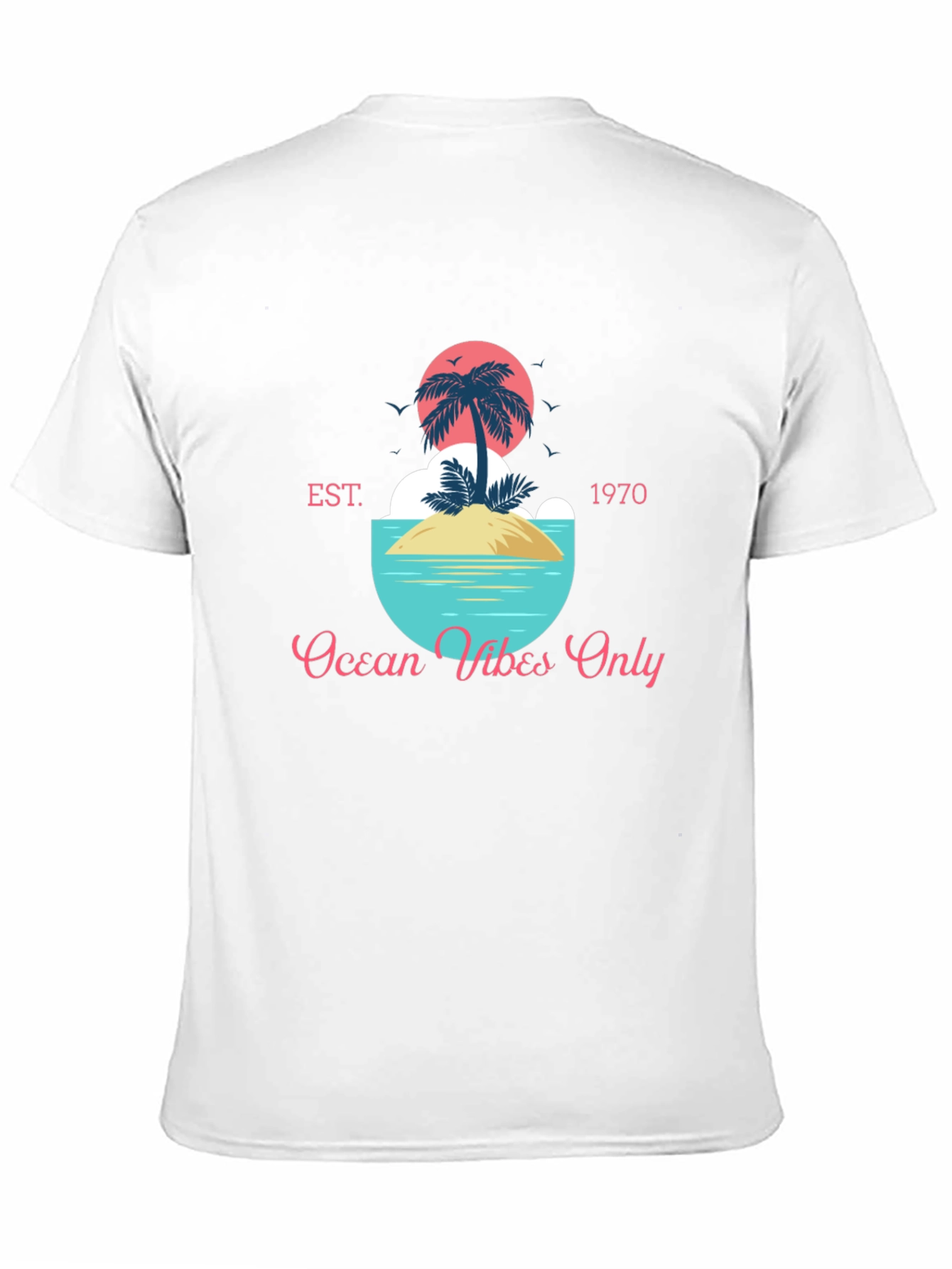 Black Ocean Vibes Only T-Shirt - Tropical Island Design view 11