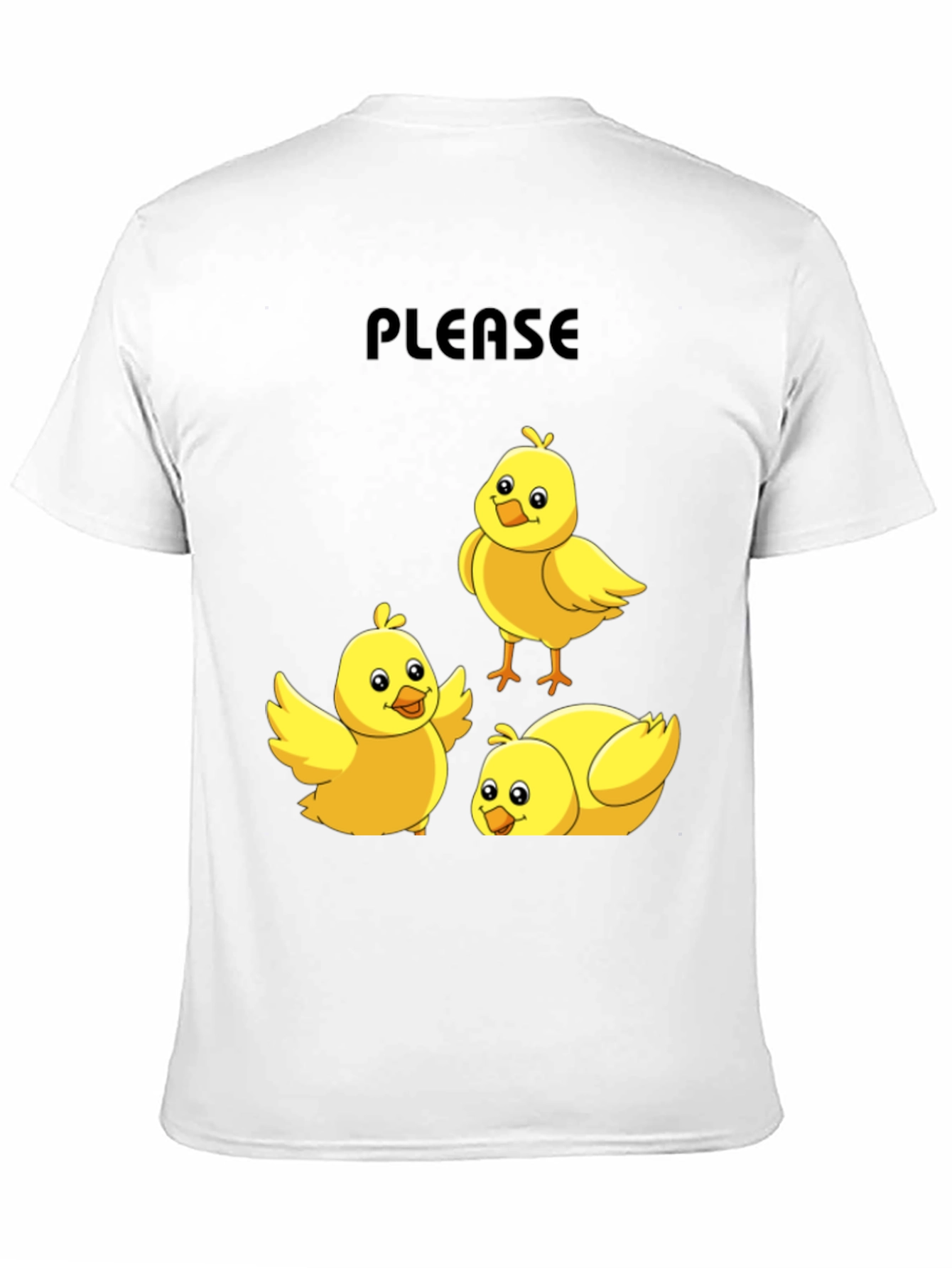 Black Please Chick T-Shirt - Cute Cartoon Animal Tee view 11