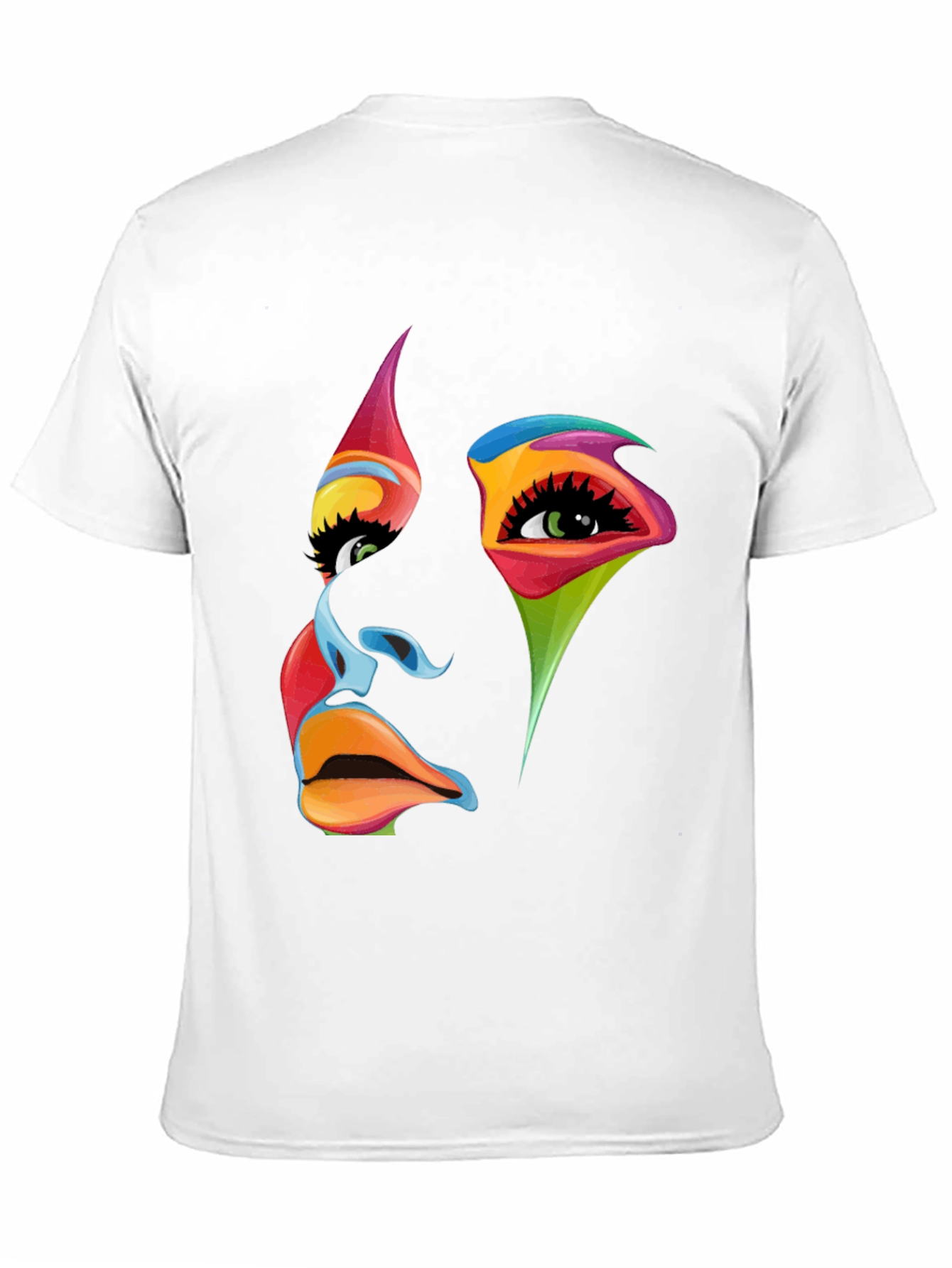 Black Abstract Face Graphic Tee - Vivid Colors, Modern Art view 11
