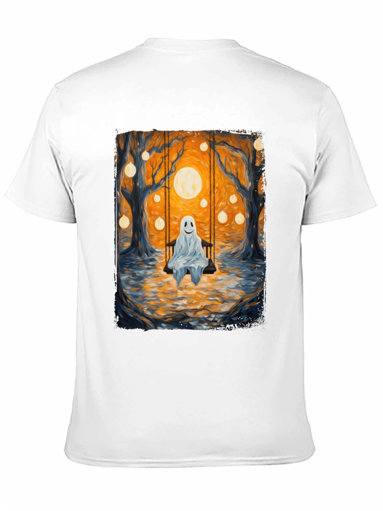 Black Ghost on Swing T-Shirt - Spooky Season view 11