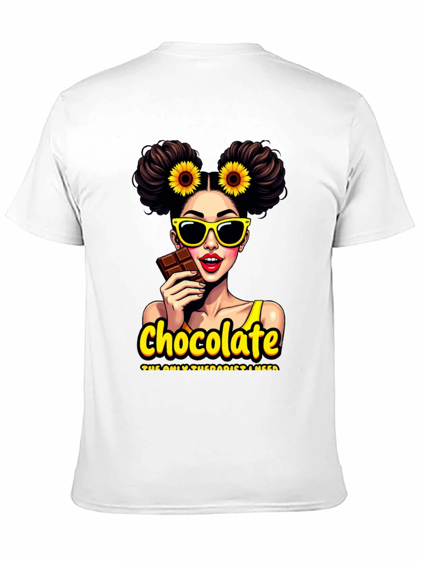 Black Chocolate Therapist Graphic Tee - Black Cotton T-Shirt view 11