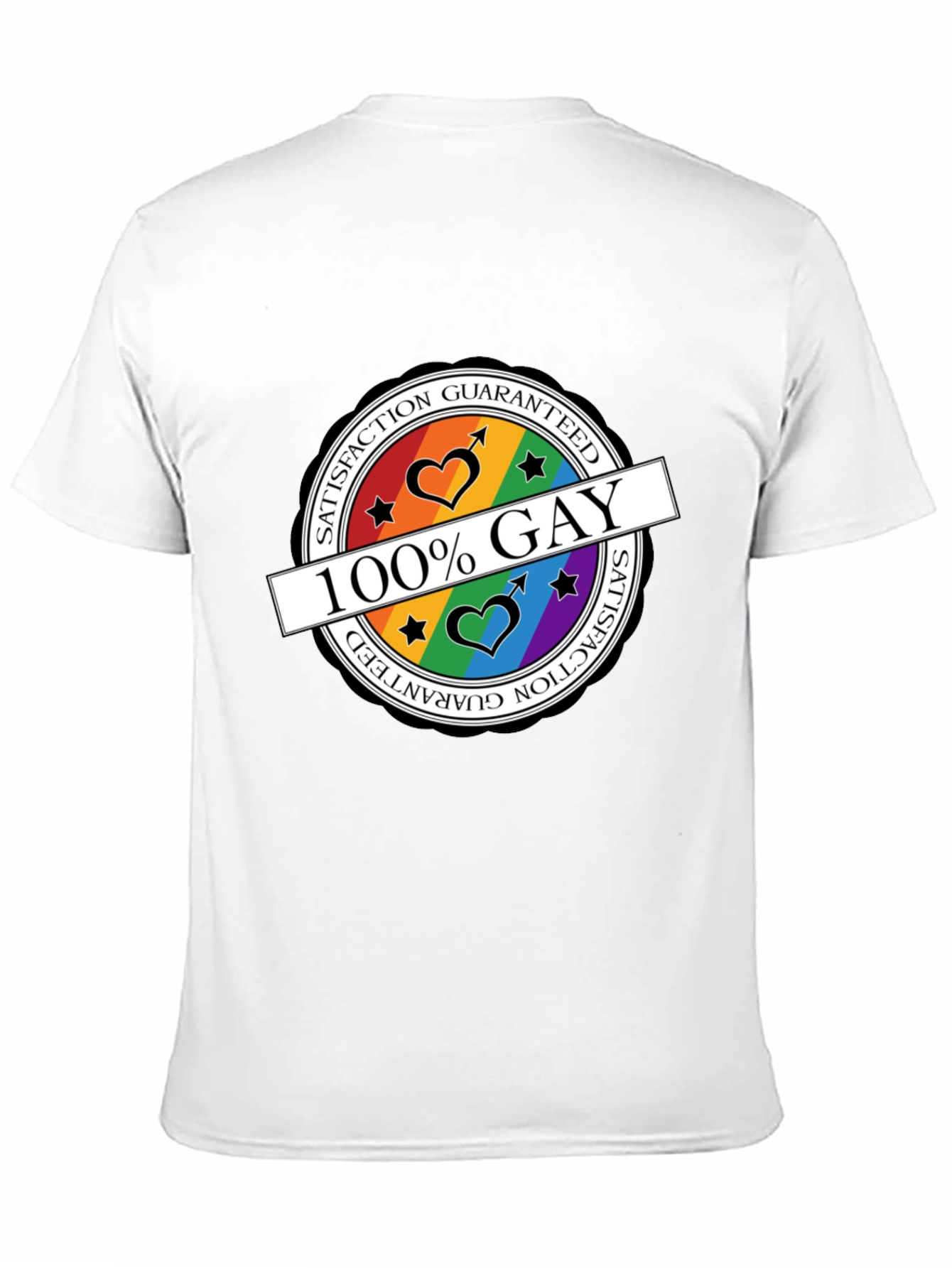 Black 100% Gay Pride T-Shirt - Satisfaction Guaranteed view 11
