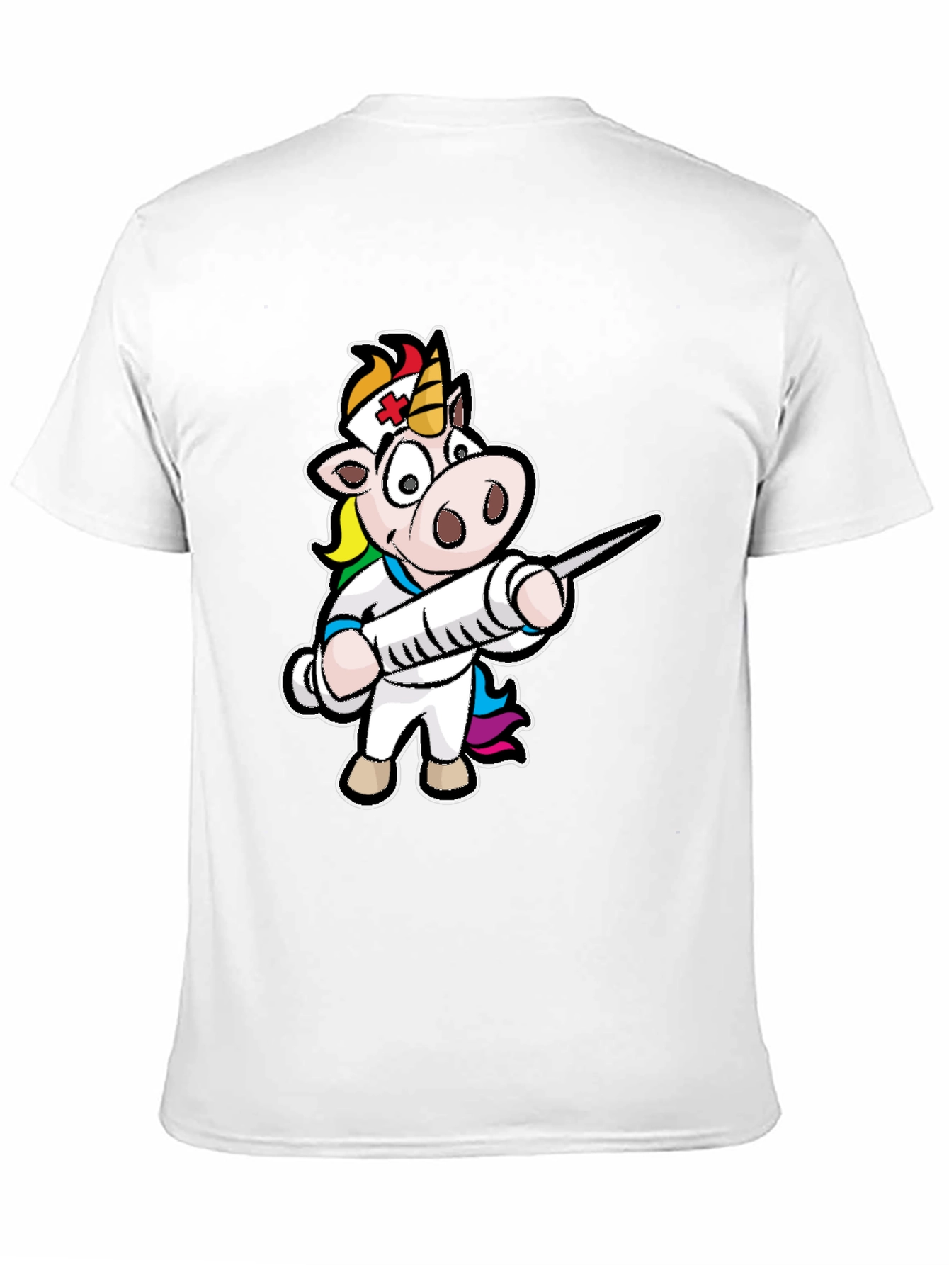 Black Nurse Unicorn T-Shirt - Cartoon Graphic Tee view 11