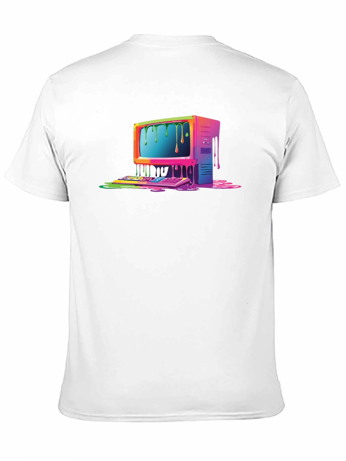 Black Retro Melting Computer Graphic Tee - Black view 11