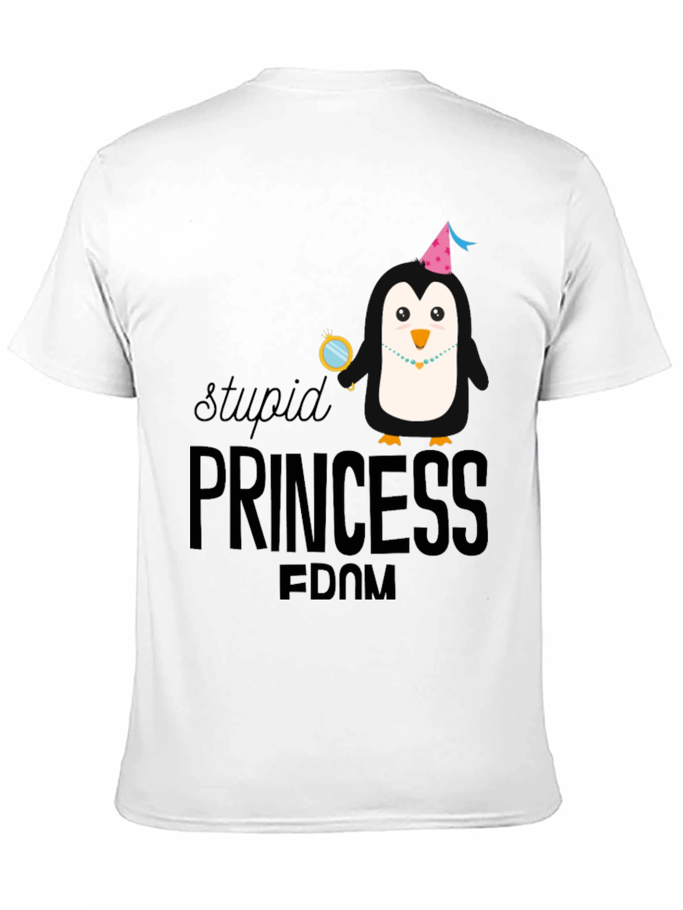 Stupid Princess Penguin T-Shirt - Black Cotton Tee - 11