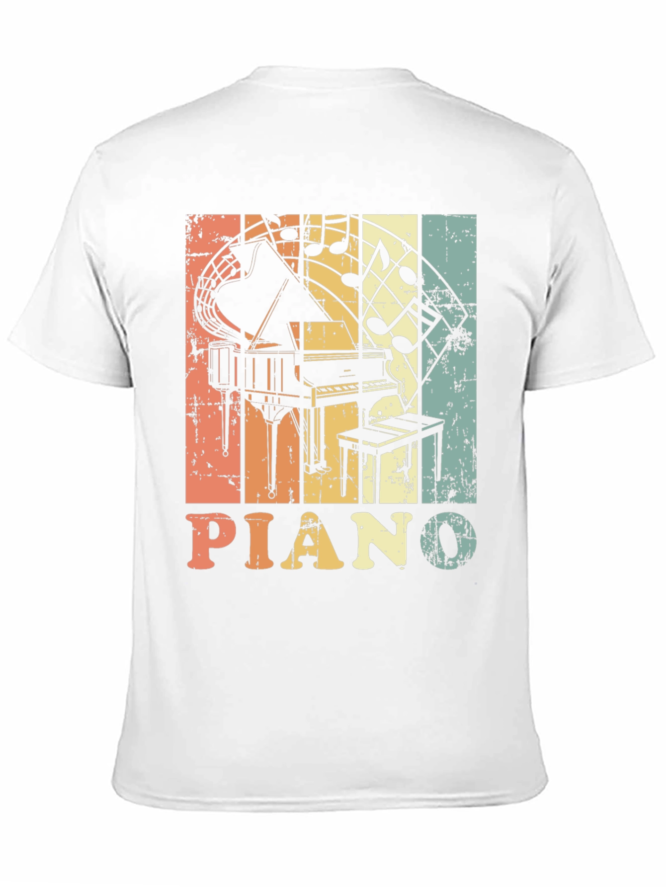 Black Retro Piano Music Notes Graphic T-Shirt view 11