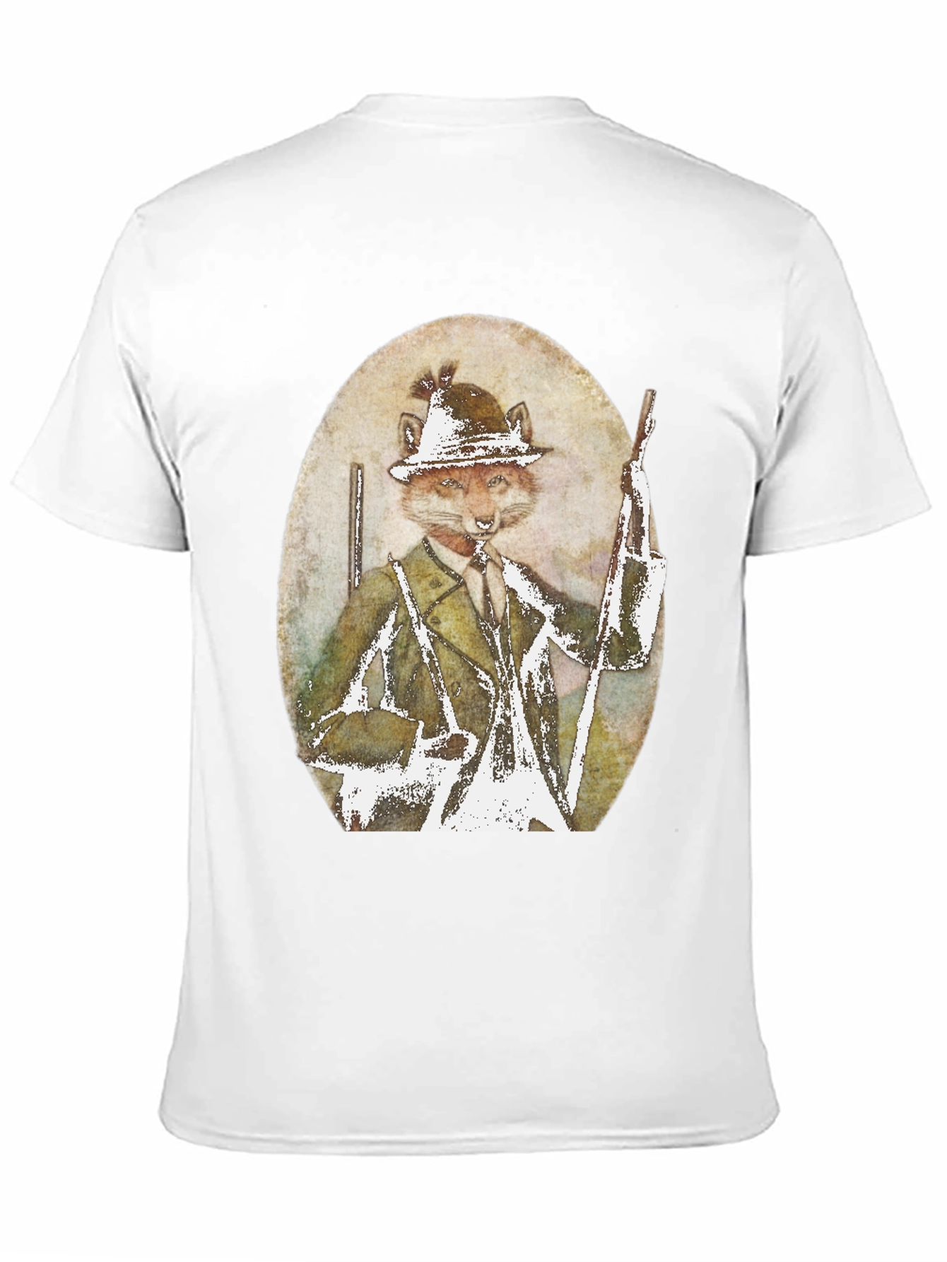 Black Fox Hunter Graphic T-Shirt - Novelty Print Tee view 11