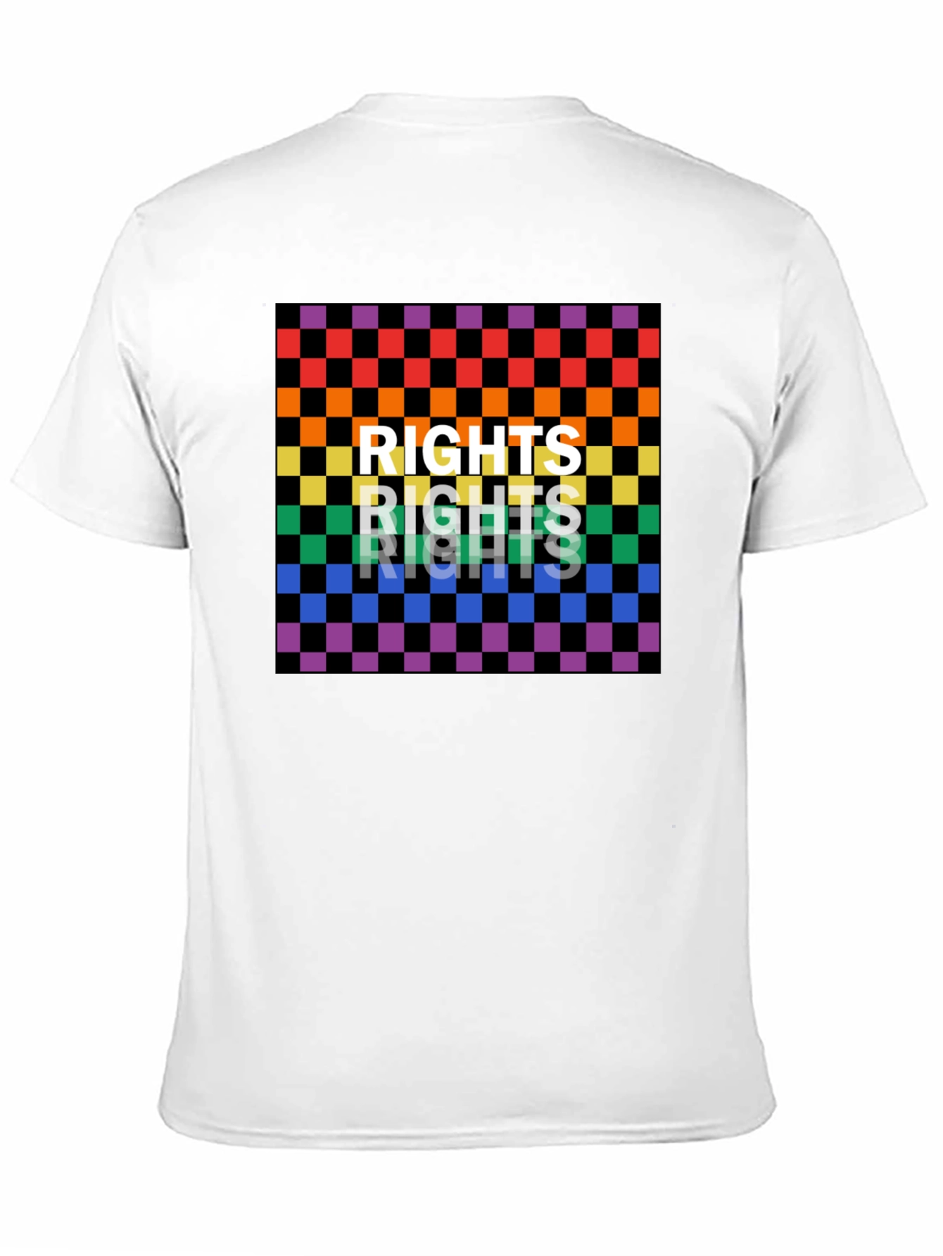 Black Rights Rainbow Checkered Graphic Tee view 11