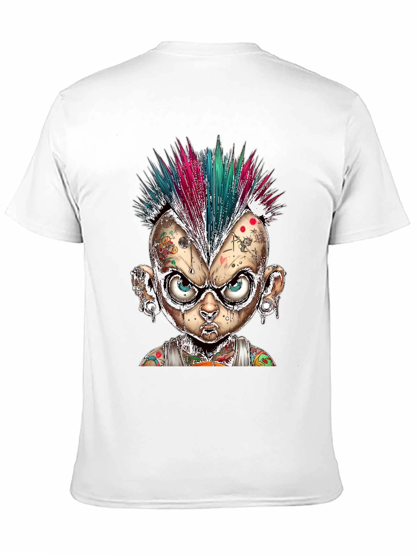 Black Edgy Punk Cartoon Character Graphic Tee view 11