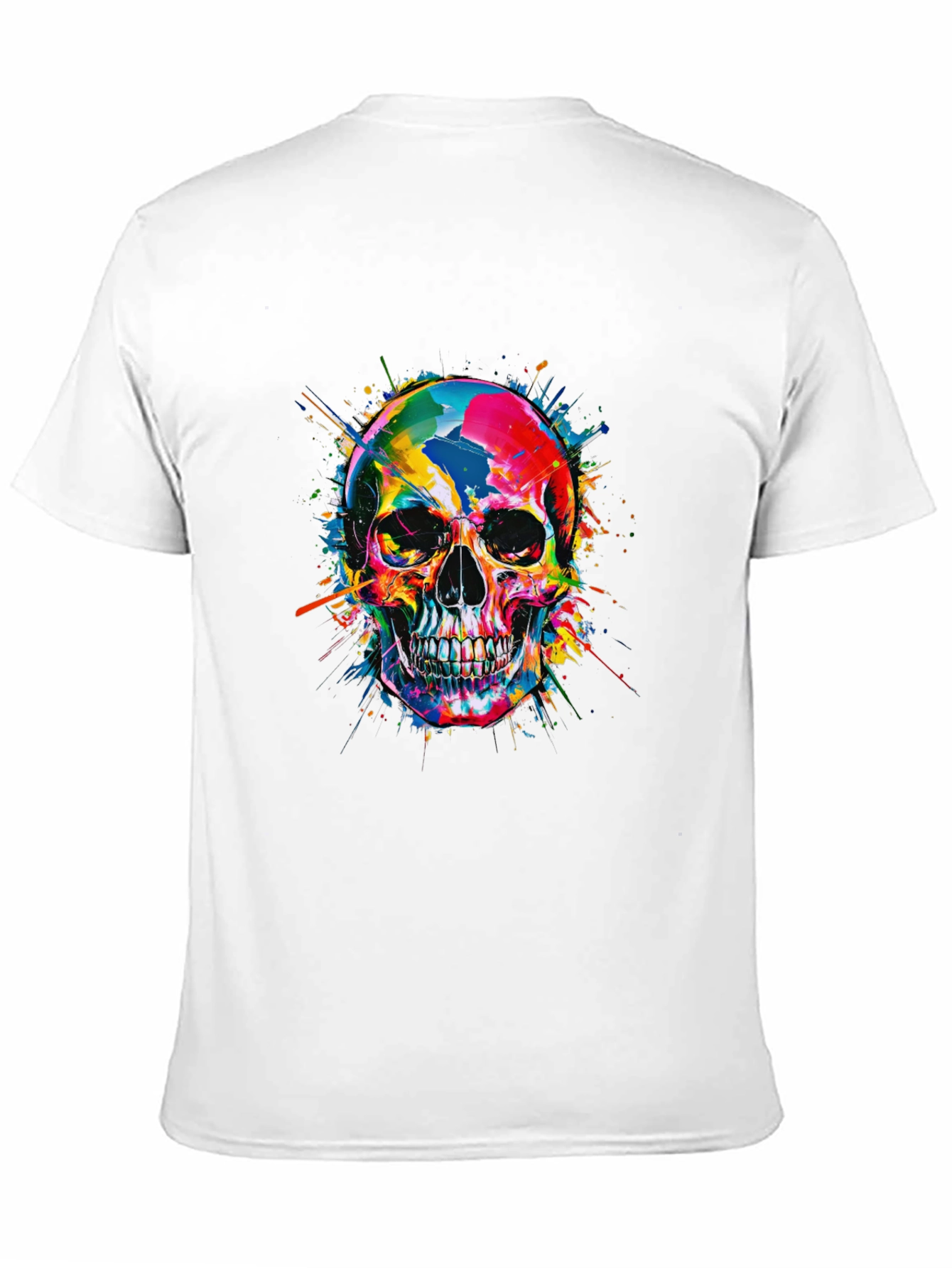 Black Colorful Skull Graphic Print Black T-Shirt view 11