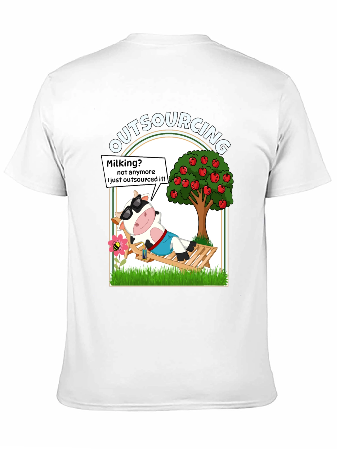 Black Outsourcing Cow T-Shirt - Funny Lazy Farm Animal Tee view 11