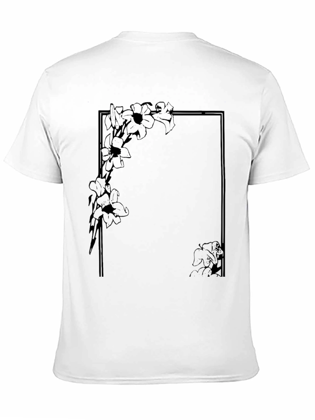 Black Floral Frame Graphic Tee - Stylish Everyday Wear view 11