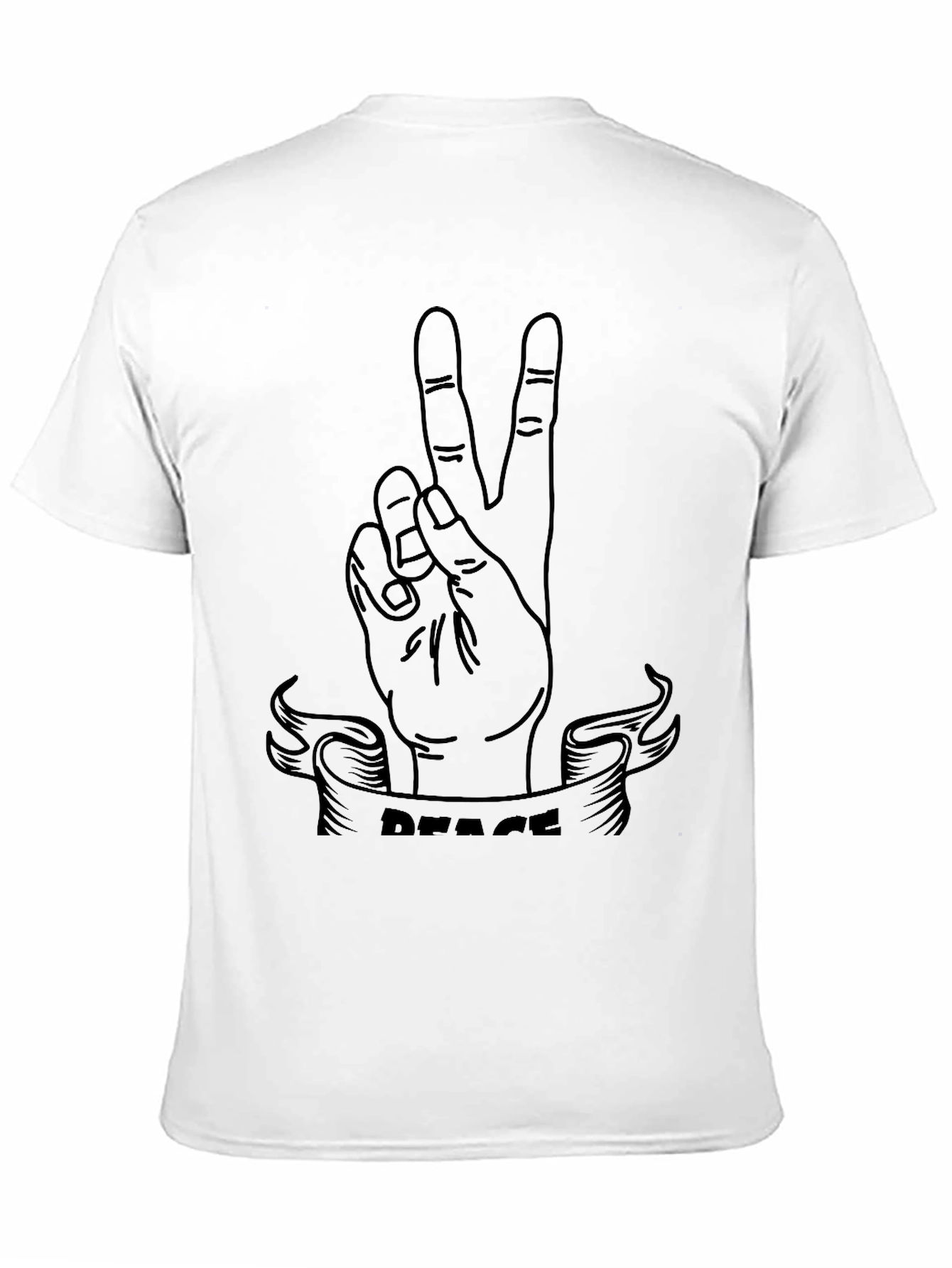 Black Peace Sign Graphic Tee - Black Cotton T-Shirt view 11