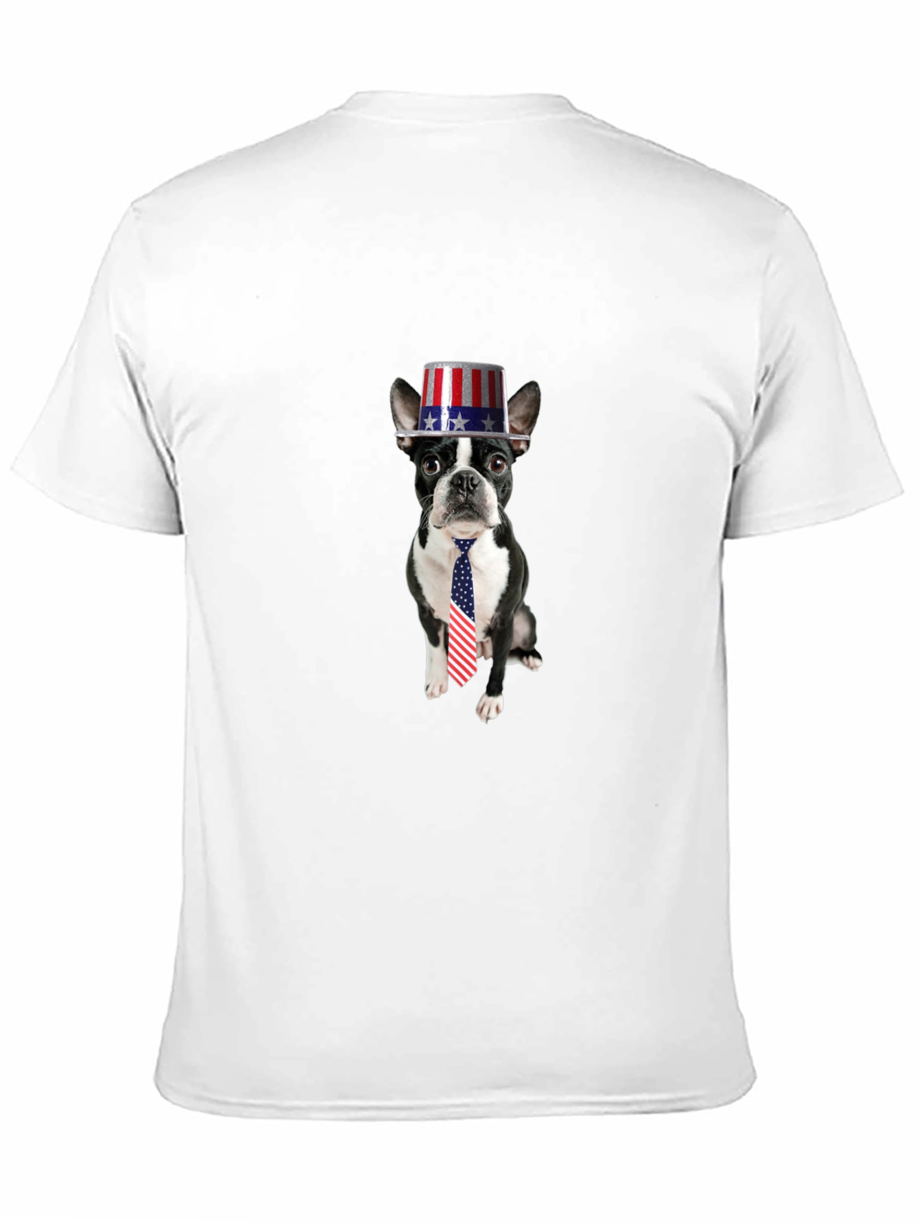 Black Patriotic Pup T-Shirt - Dog with American Flag Hat & Tie view 11